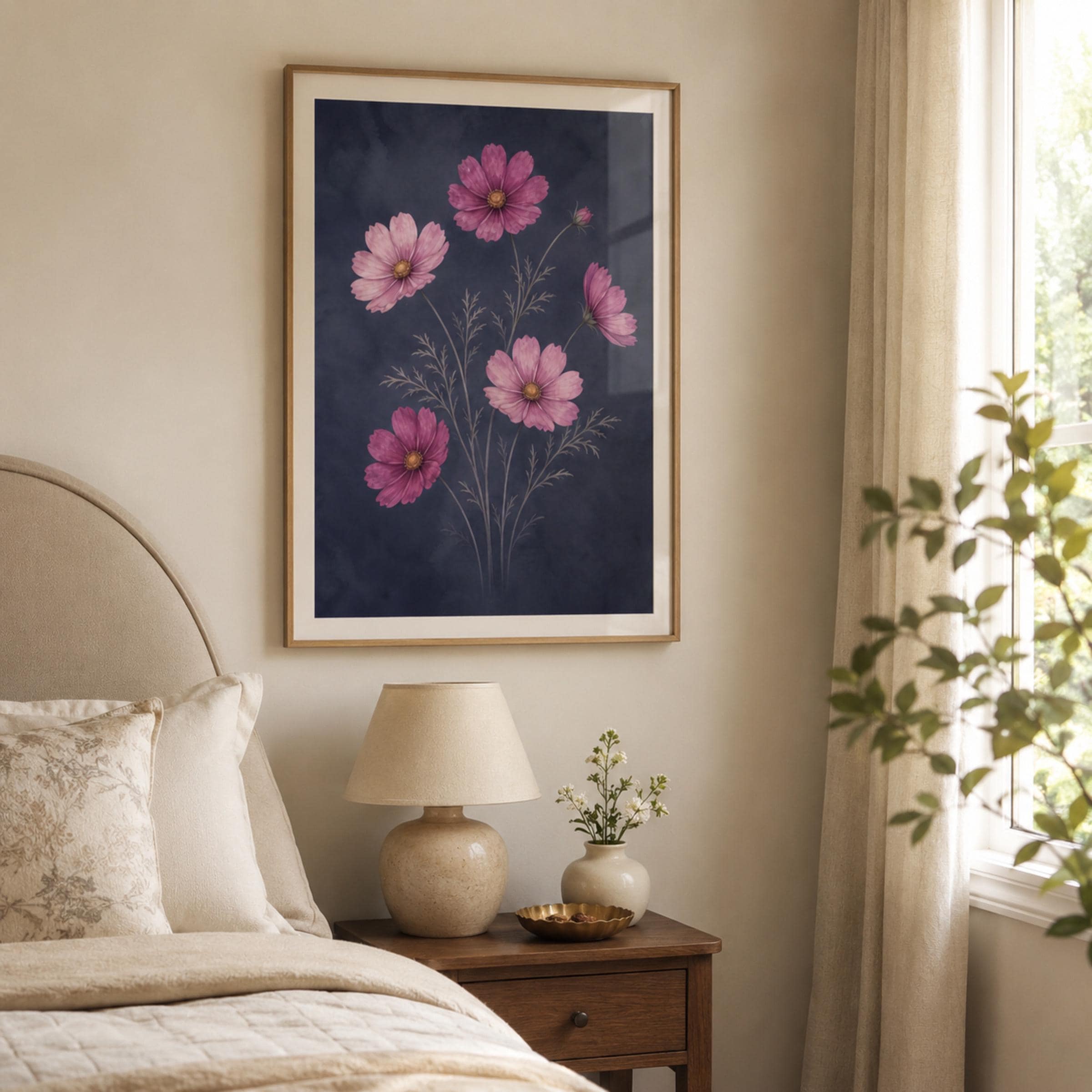 Moody October Birth Flower Print | Cosmos Flower Wall Art | Botanical Digital Download — image 4