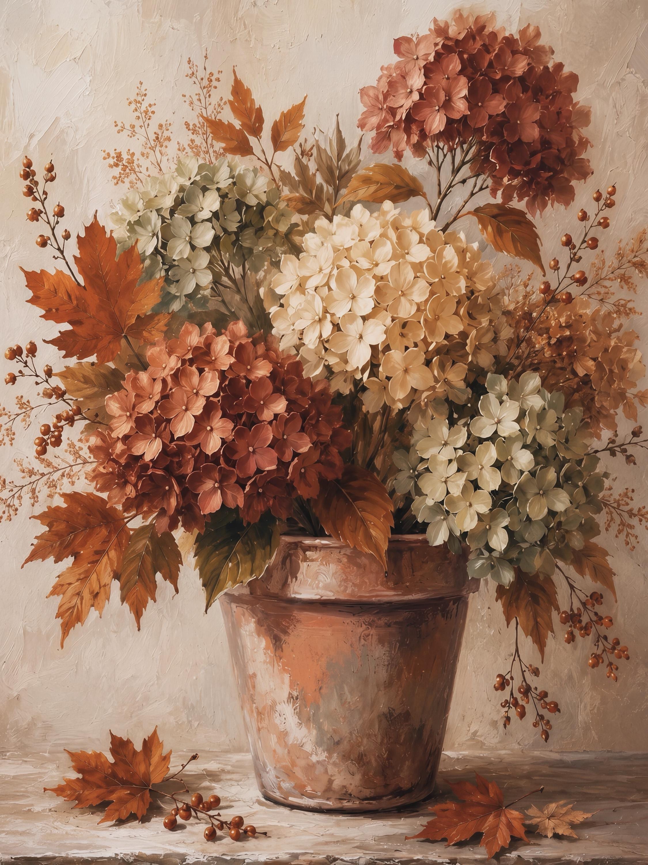 Fall Hydrangea Wall Art, Autumn Floral Pot Farmhouse Print, Rustic Cottage Flower (Digital Download) — image 6