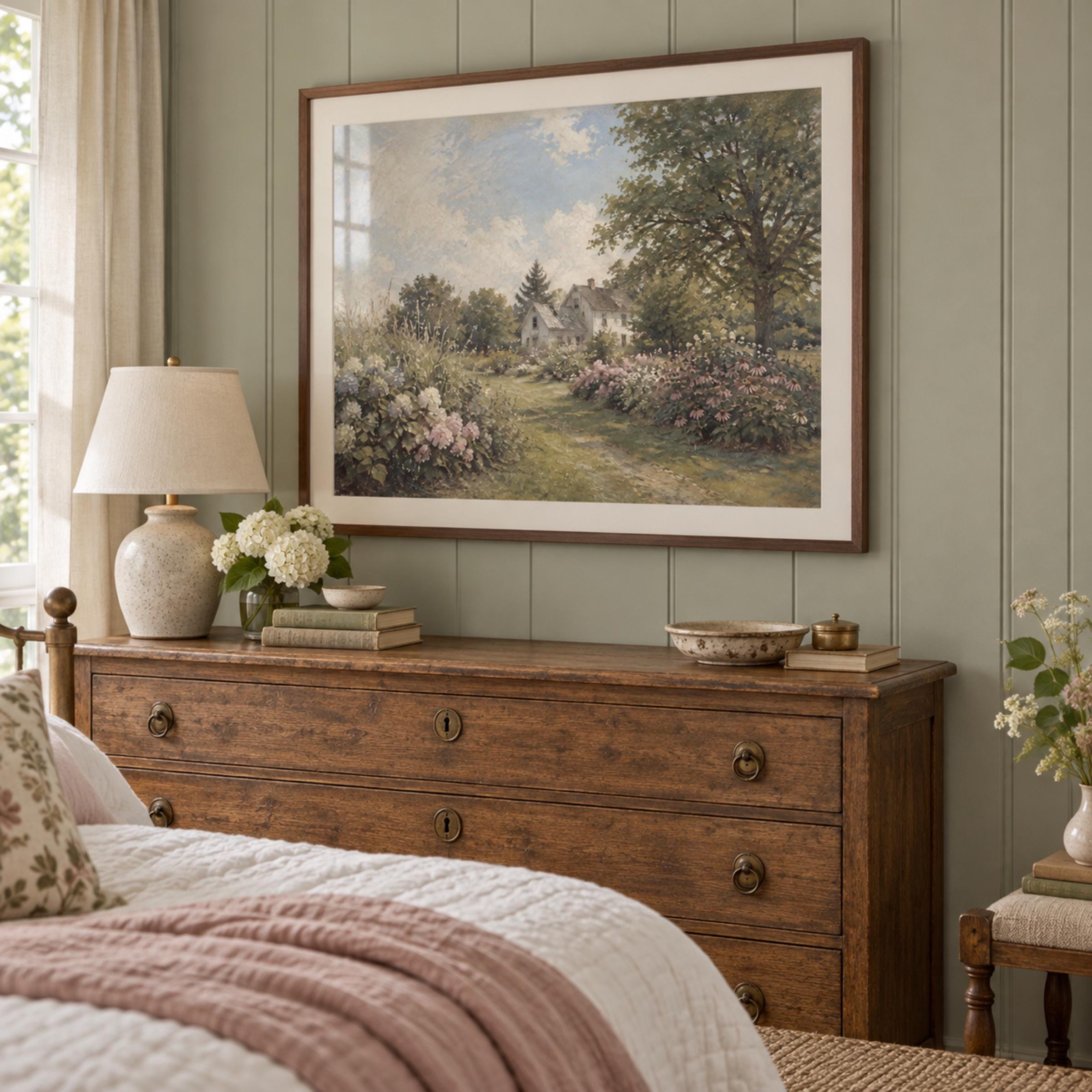 Vintage American Cottage Garden Printable Wall Art, Wildflower Landscape, Rustic Farmhouse Country Home Decor — image 2