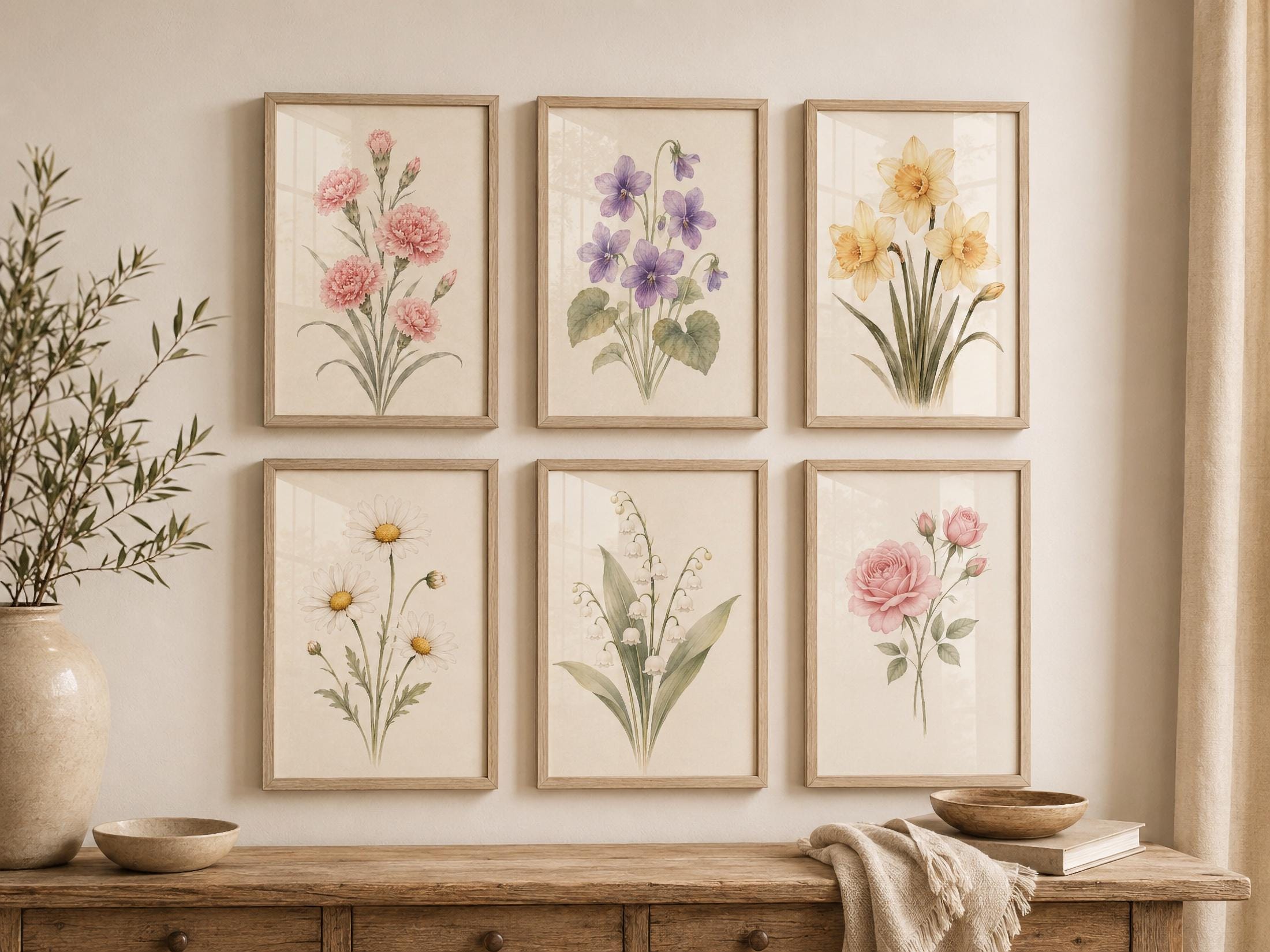 Birth Month Flower Set of 12 Prints | Minimal Botanical Printable Wall Art Digital Download — image 5