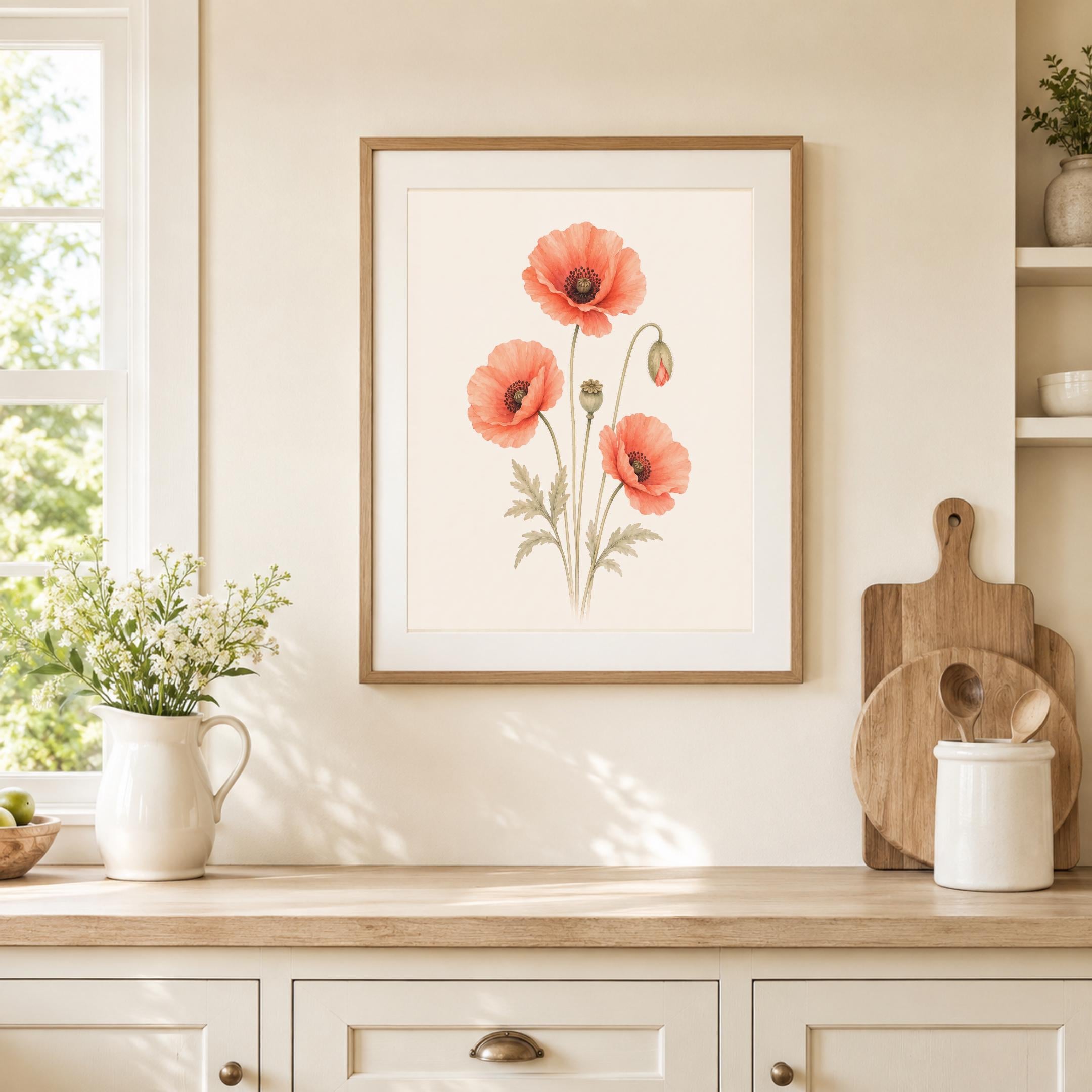 August Birth Flower Print | Poppy Printable Wall Art | Orange Botanical Gift Decor Digital Download — image 6