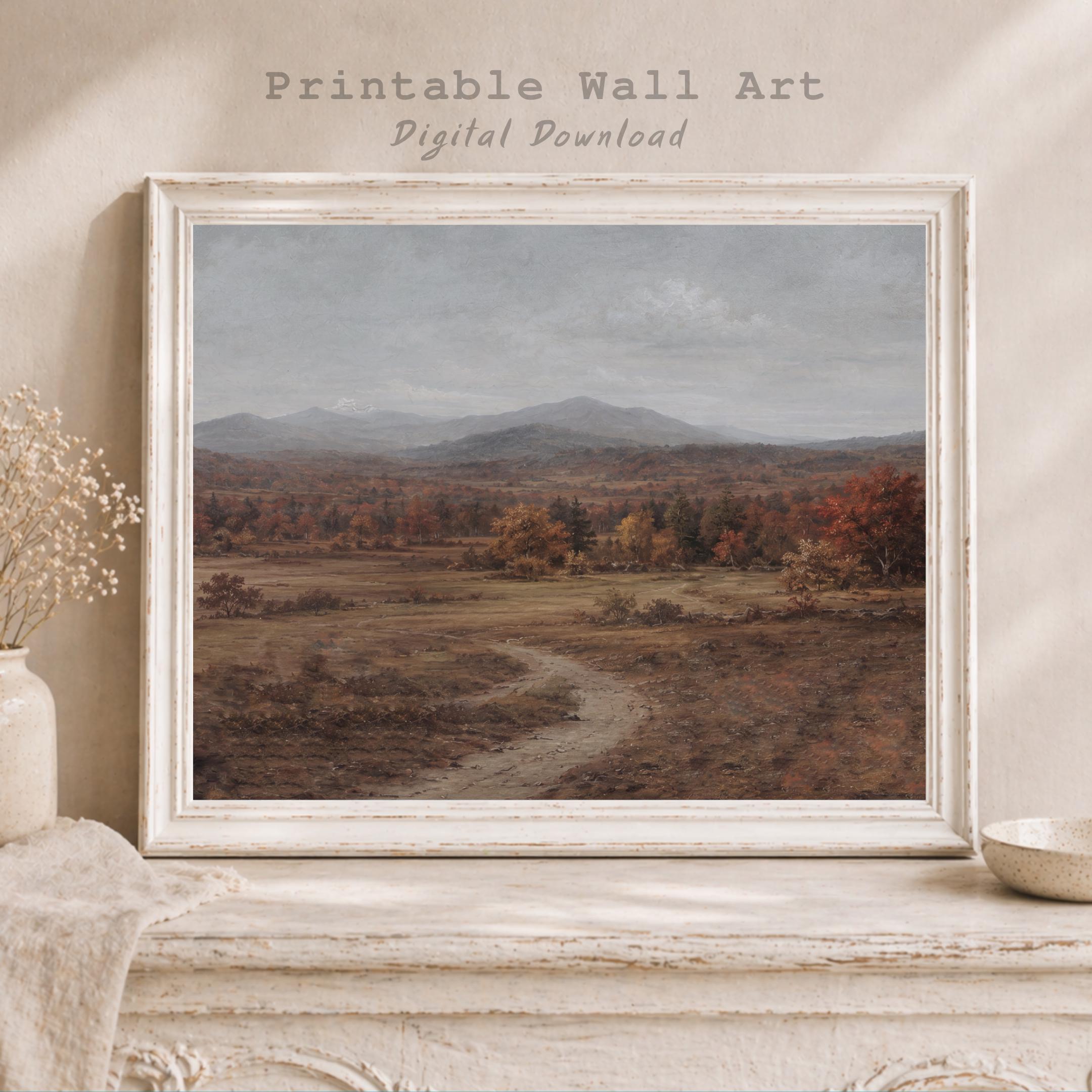 Moody Fall Landscape Wall Art Print, Vintage Autumn Countryside, Rustic Fall Decor (Digital Download) — image 4