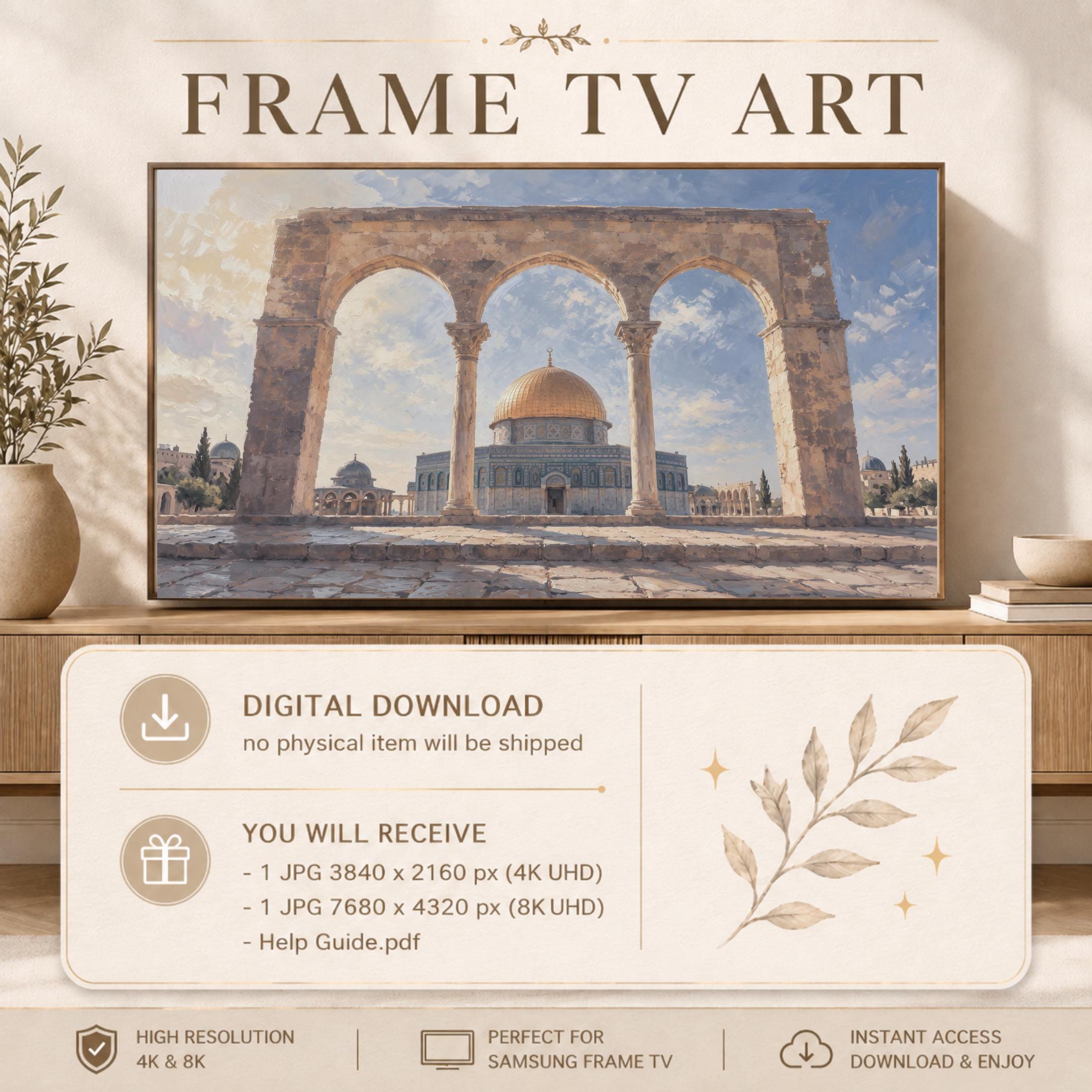 Dome of the Rock Islamic Frame TV Art Jerusalem 4K Digital Download Display Artwork — image 2
