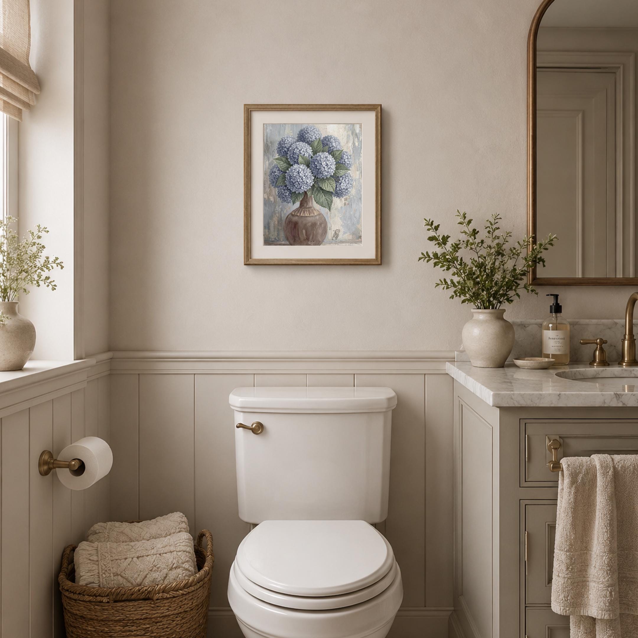 Blue Hydrangea Floral Wall Art Print | Vintage Dusty Blue Botanical Vase (Digital Download) — image 8