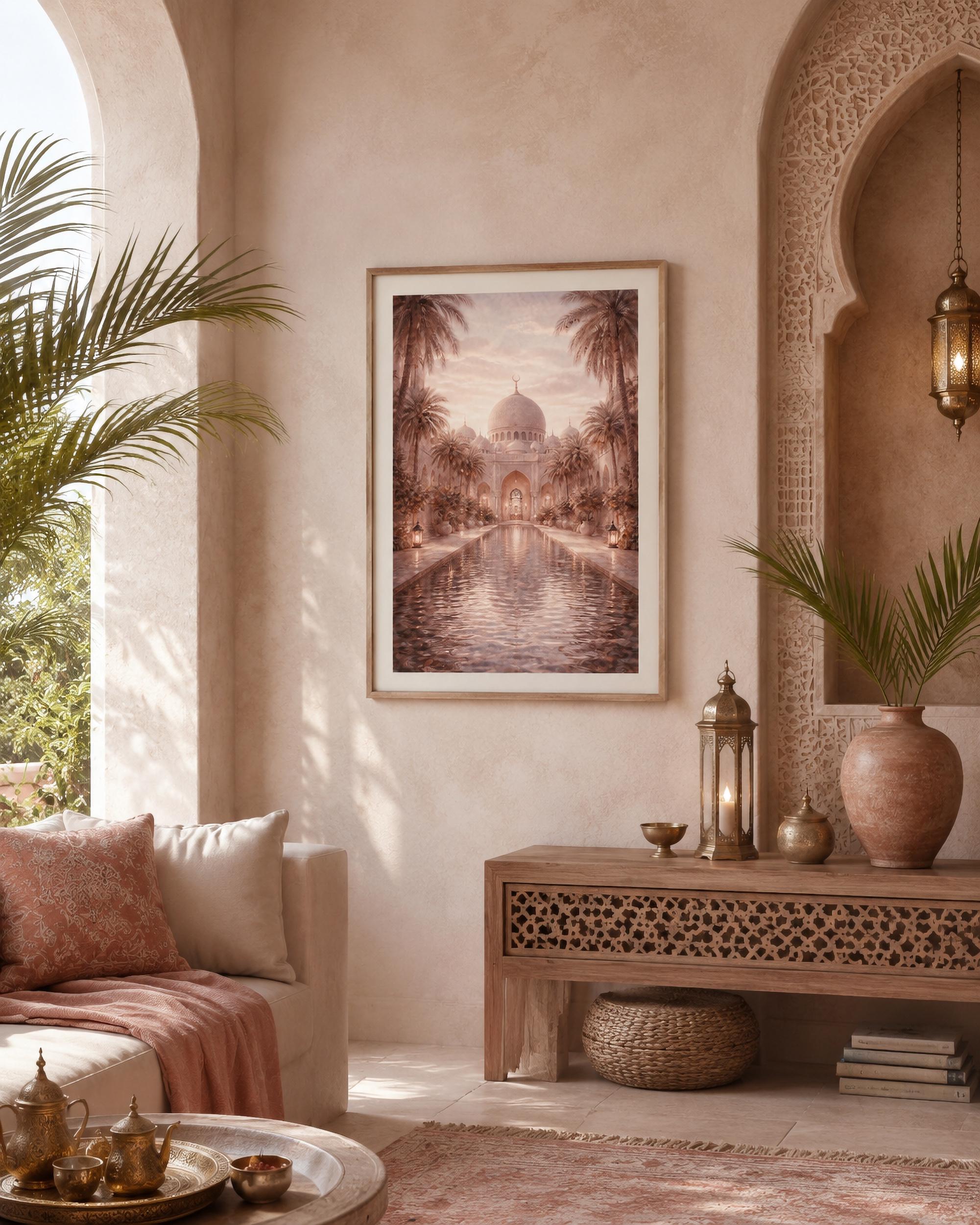 Islamic Mosque Wall Art Printable | Neutral Mosque Courtyard Print | Ramadan Decor Digital Download — image 5