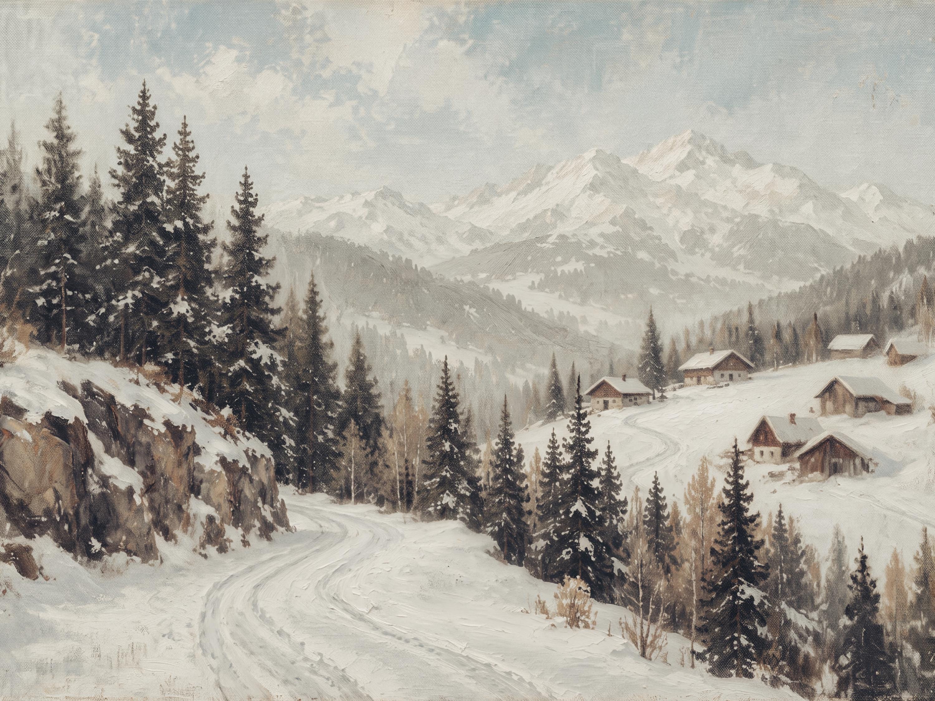 Snow Road through the Alpine Village — image 2