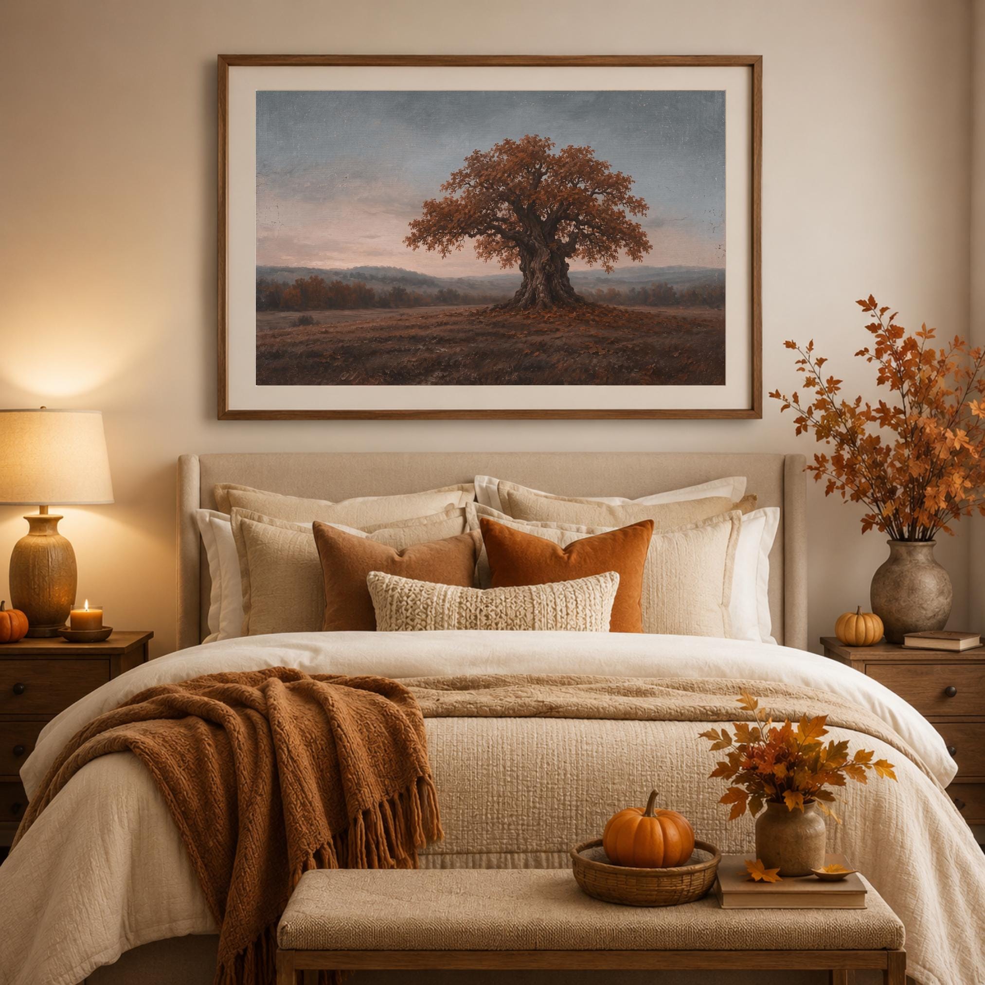 Autumn Oak Tree Printable Wall Art, Moody Fall Landscape, Rustic Farmhouse Decor Digital Download — image 5
