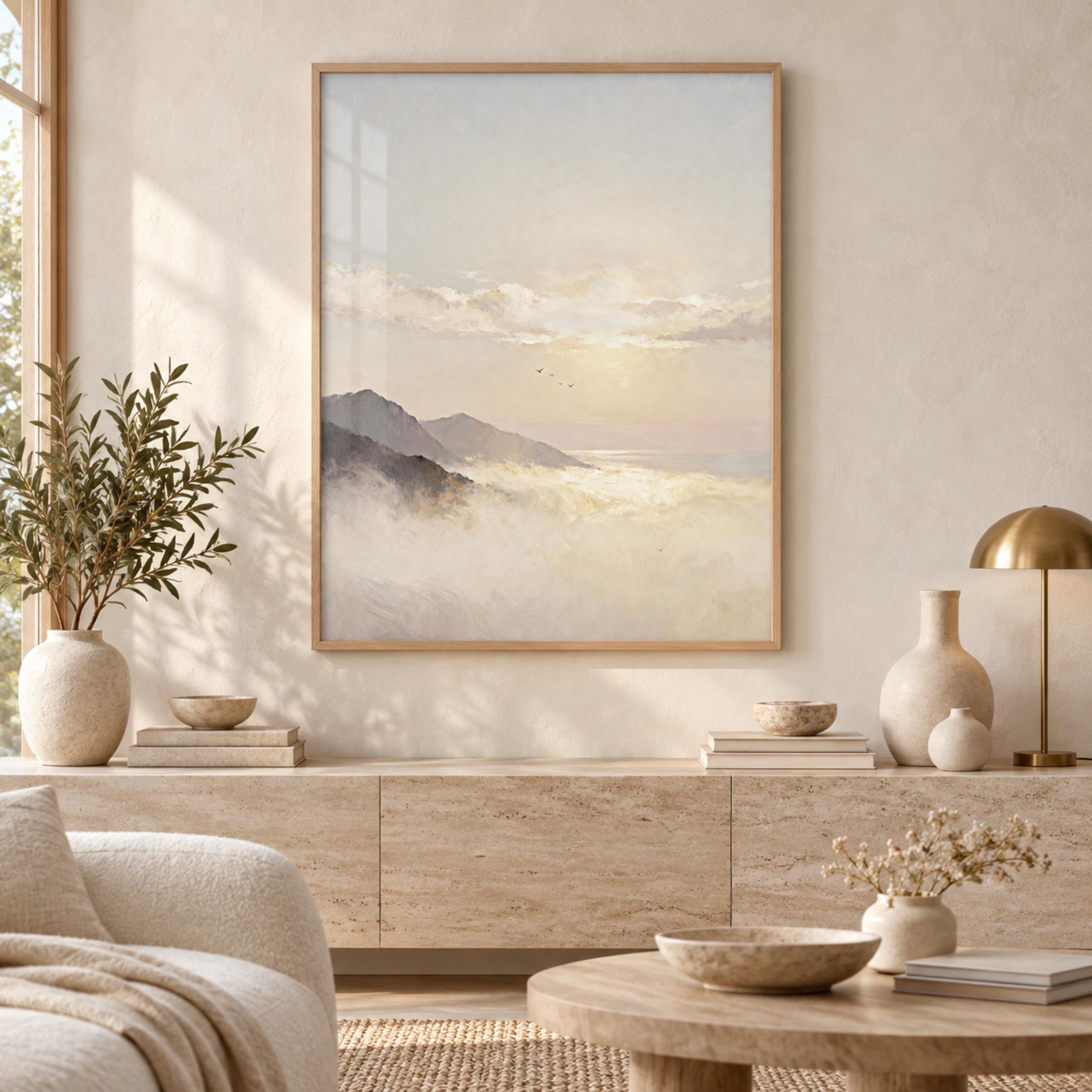 Neutral Coastal Printable Wall Art, Soft Ocean Landscape, Serene Bedroom Decor Digital Download — image 3
