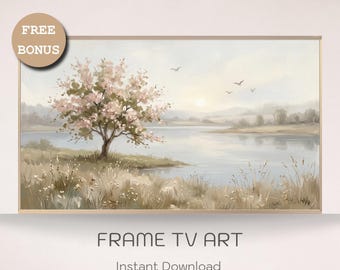 Spring Lake Bilderrahmen TV Art Blossom Tree by the See | Digitaler Download