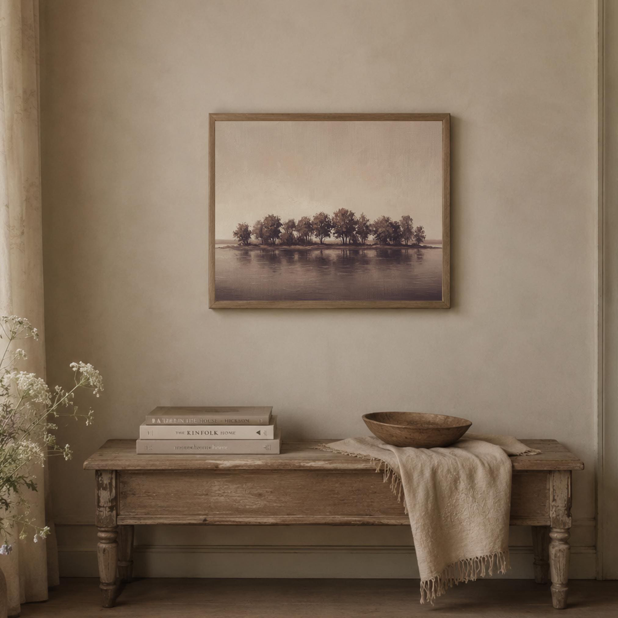 Minimalist Lake Tree Printable Wall Art, Neutral Landscape, Rustic Decor Digital Download — image 7