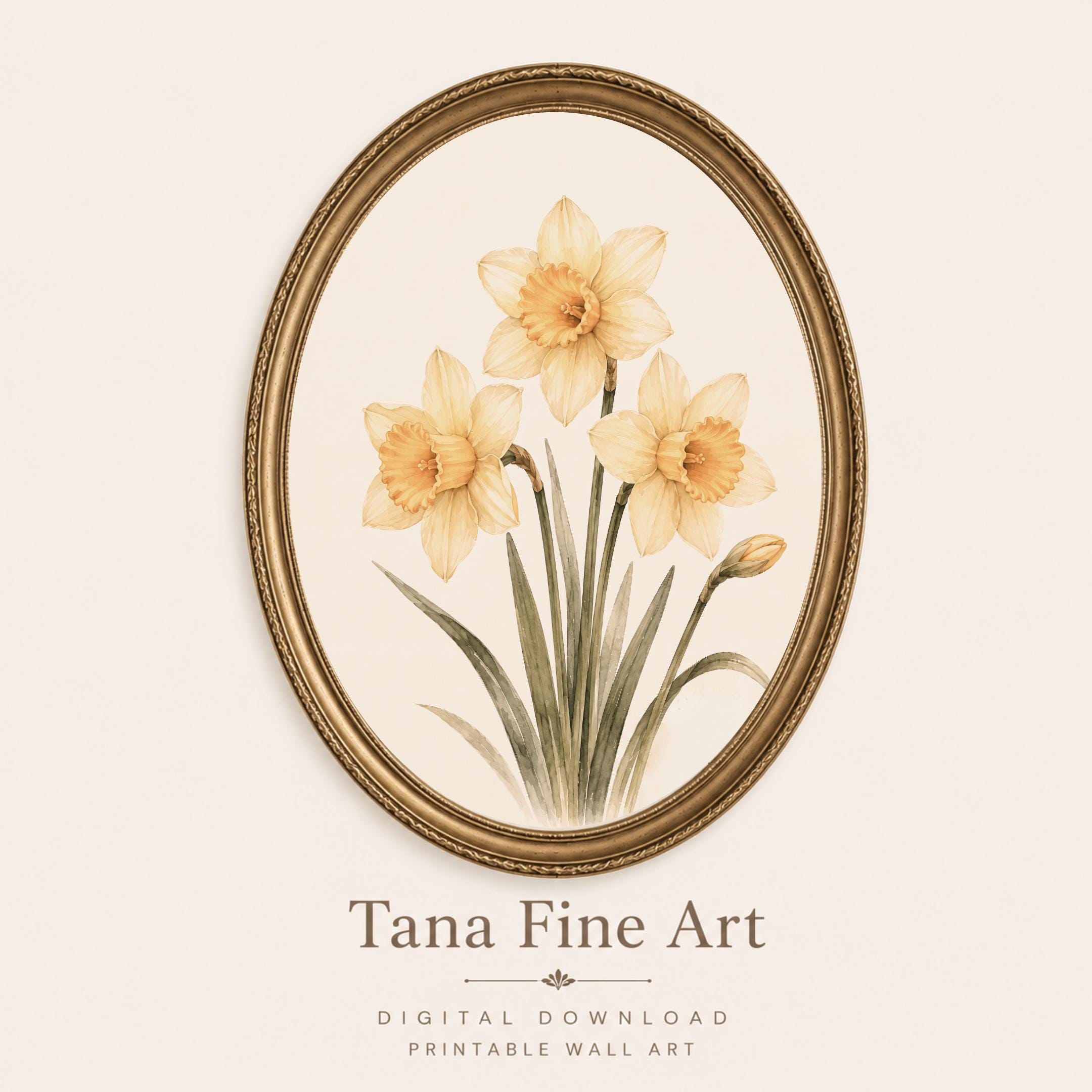 March Birth Flower Print | Daffodil Printable Wall Art | Yellow Botanical Gift Decor Digital Download