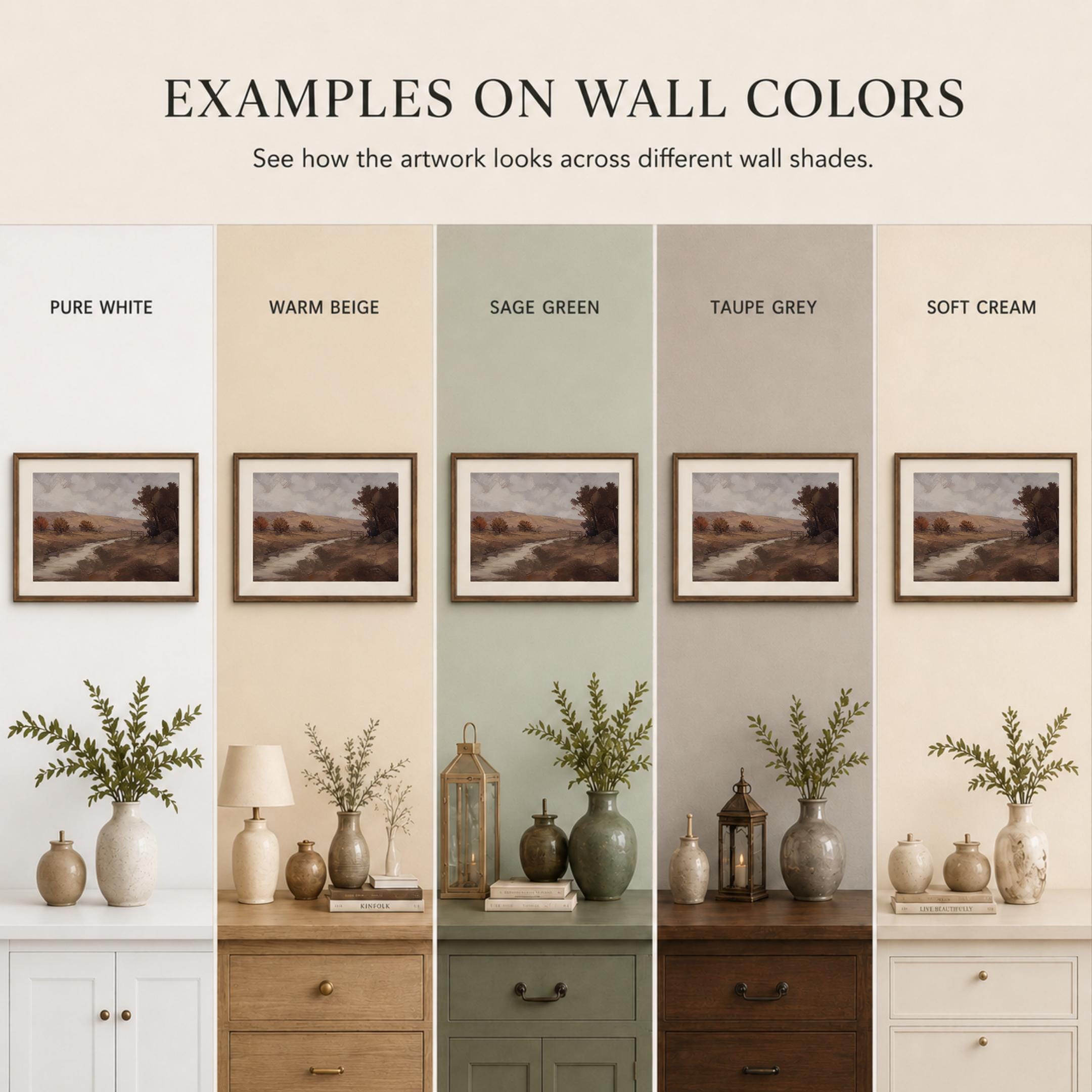 Autumn Landscape Wall Art | Fall Countryside Creek Print | Vintage Farmhouse Digital Download — image 9