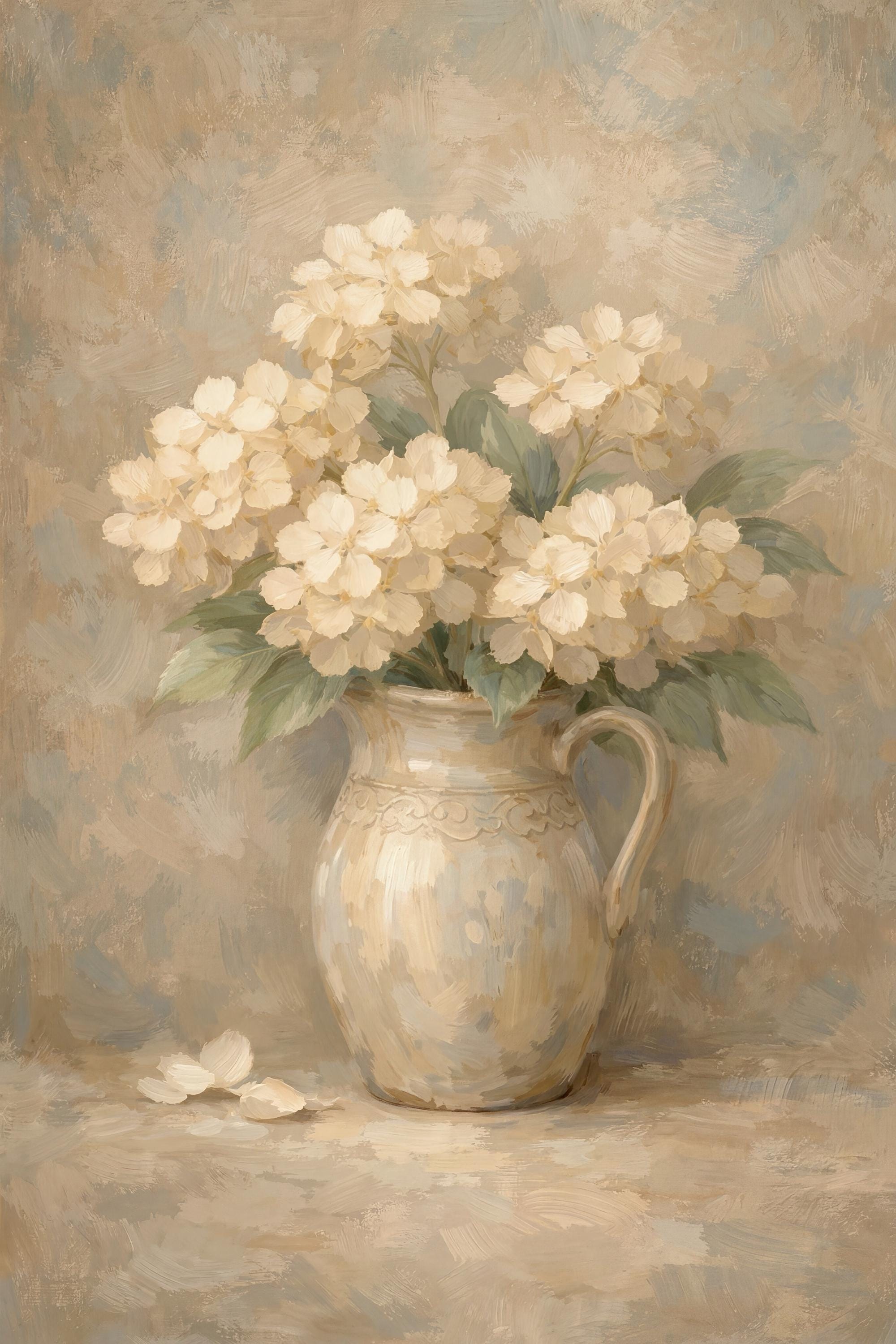Vintage Hydrangea Wall Art Printable |  Flower in Jug | Farmhouse Floral Decor (Digital Download) — image 2