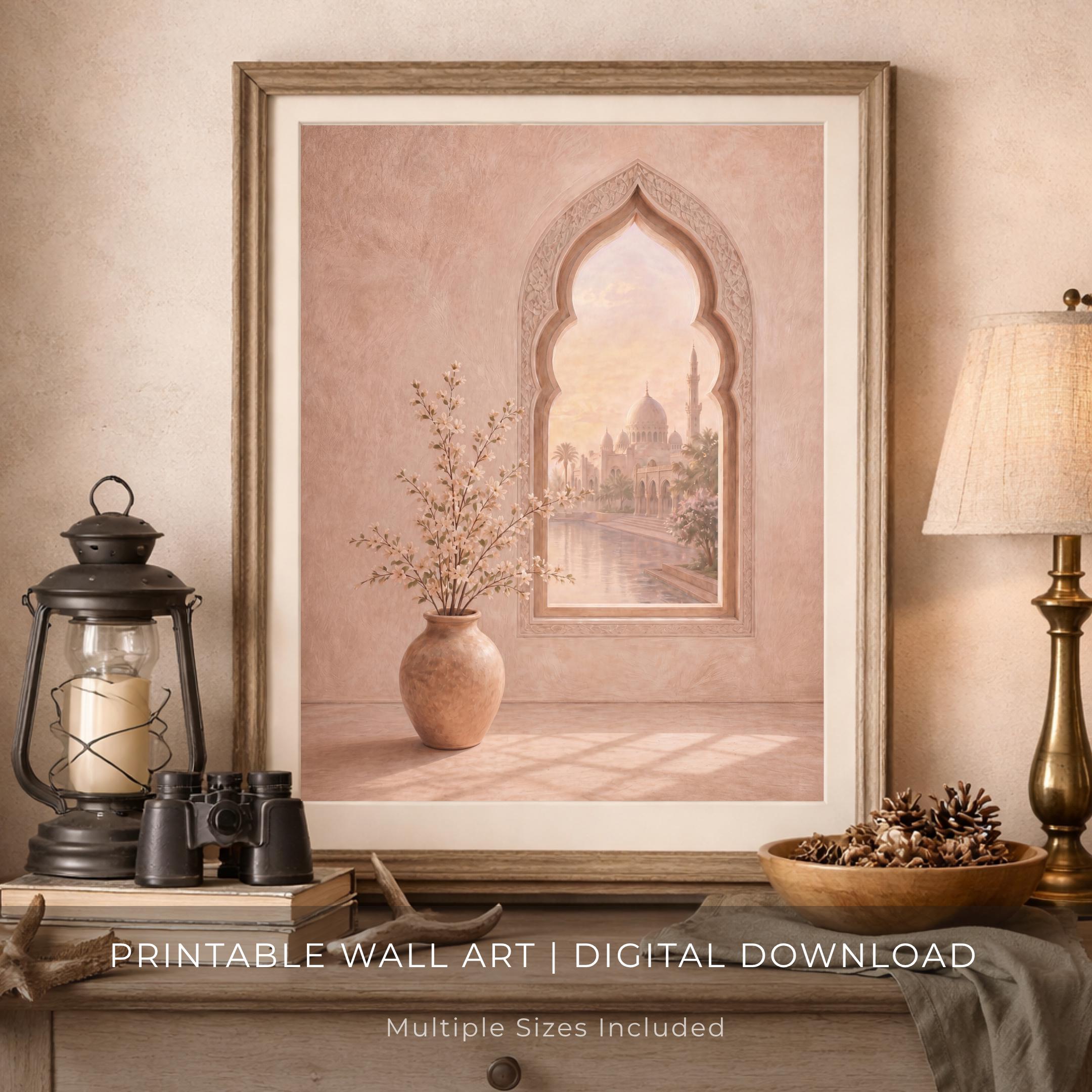 Islamic Arch Window Printable, Beige Mosque Decor | Mediterranean Wall Decor (Digital Download) — image 3
