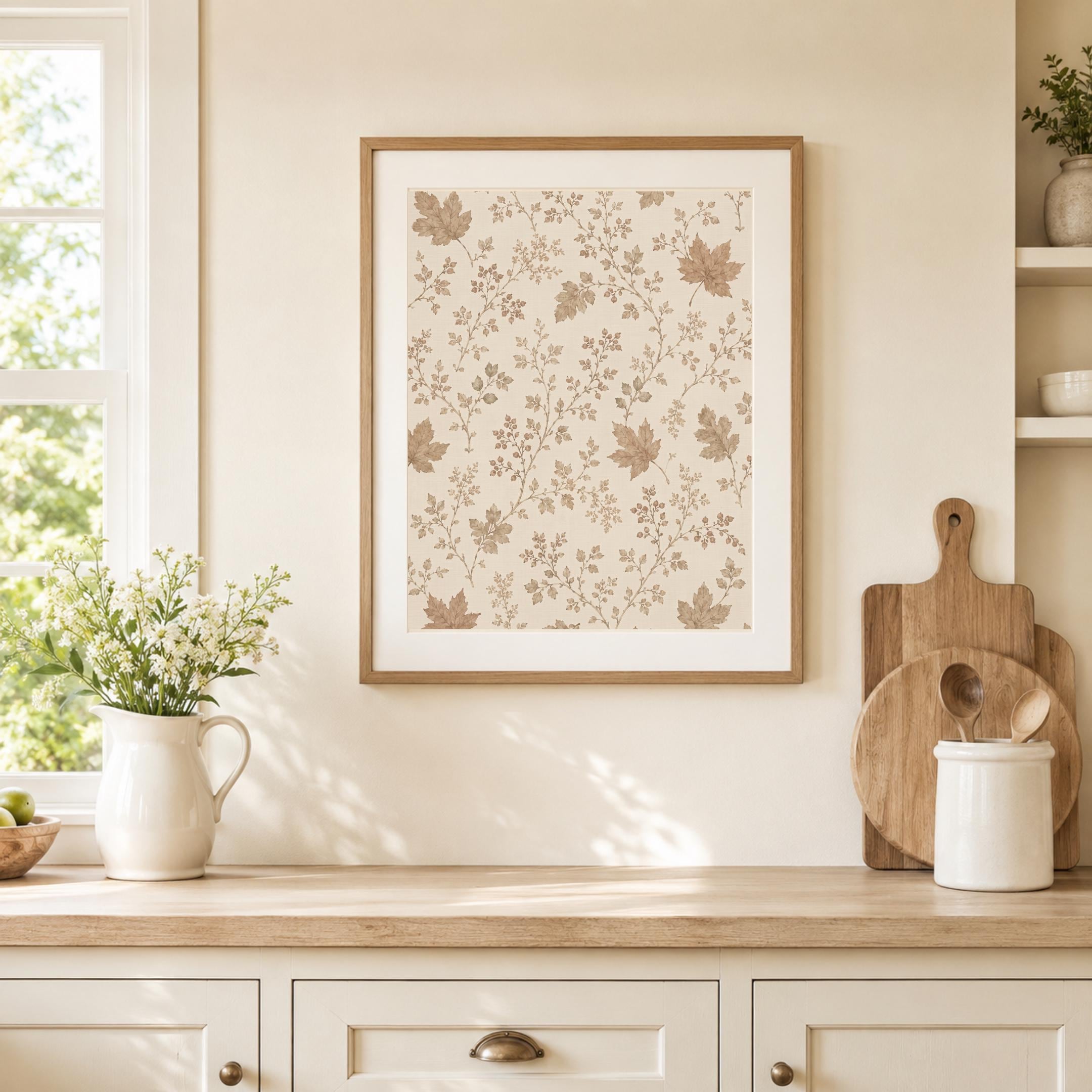 Fall Botanical Pattern Wall Art | Autumn Leaf Print | Neutral Cottage Decor Printable Digital Download — image 9