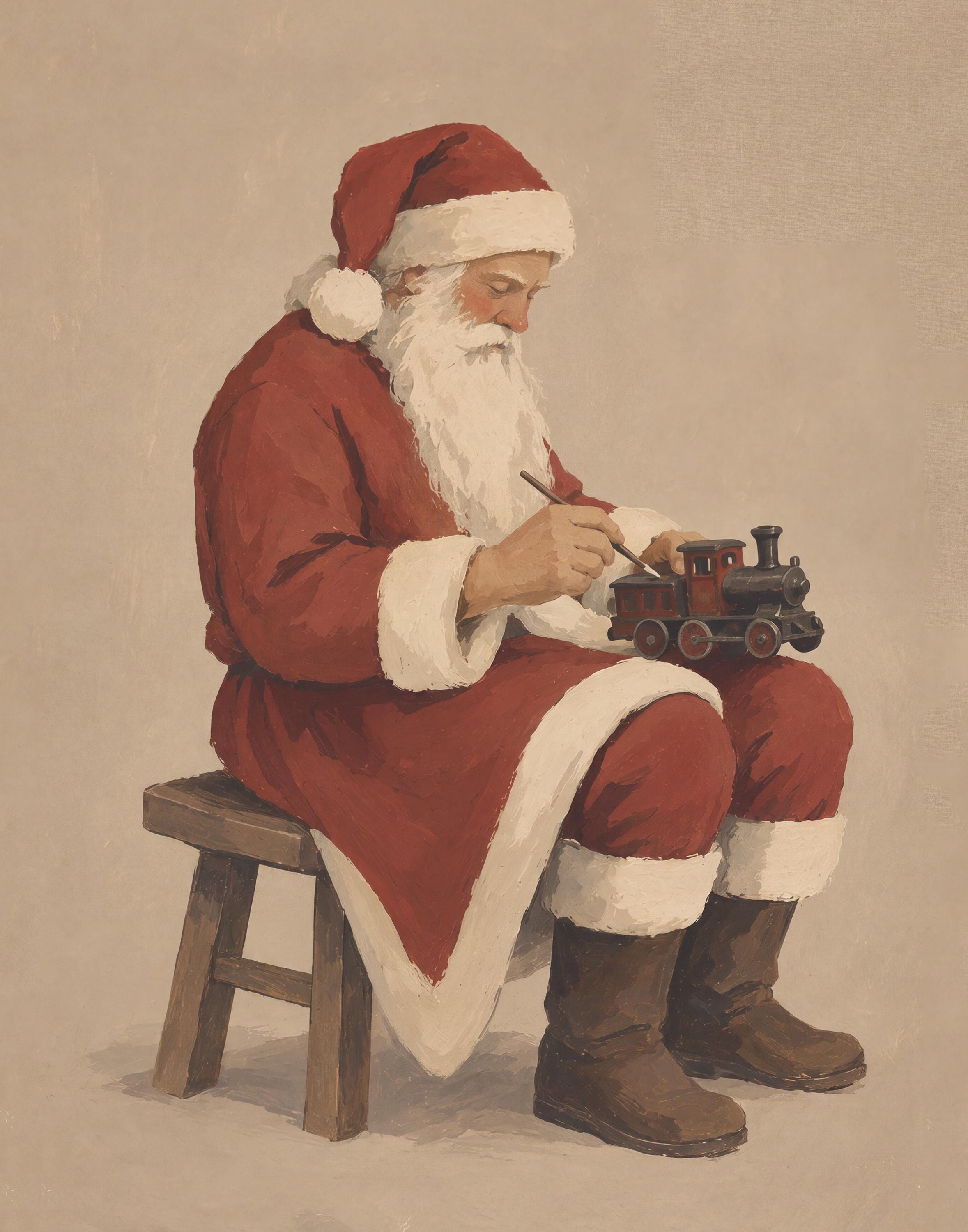Santa at Work on a Toy Train — image 4