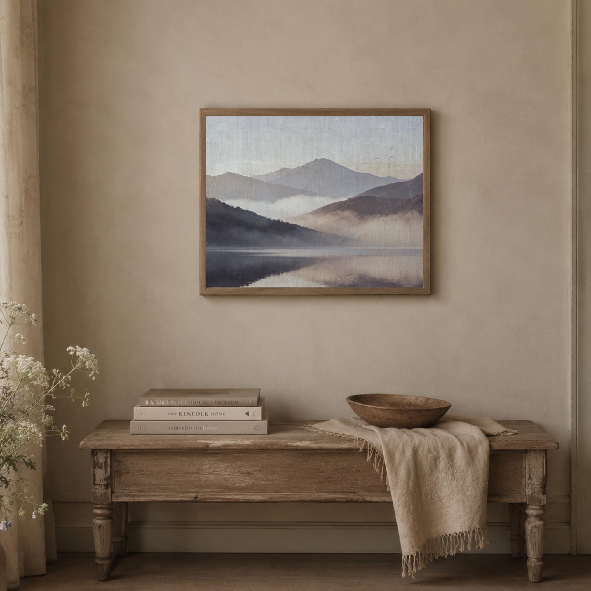 Misty Mountain Lake Printable Wall Art, Moody Neutral Landscape, Serene Bedroom Decor Digital Download — image 7