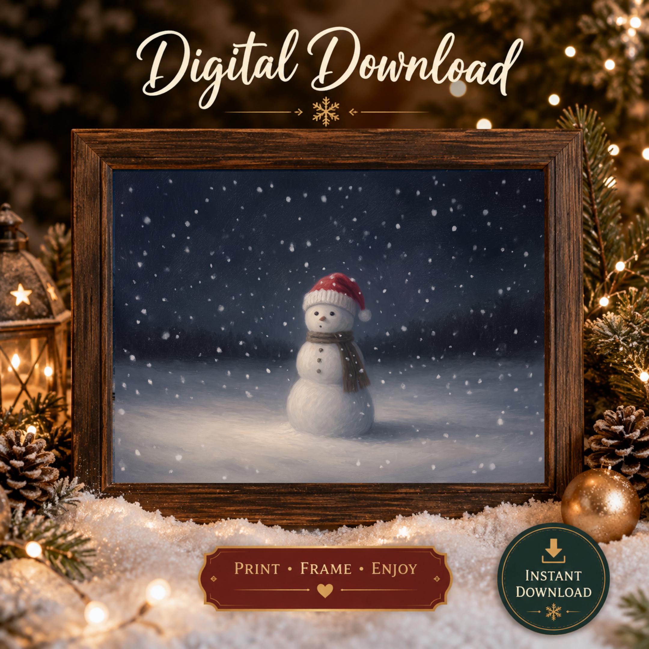 A Snowman beneath the Falling Snow