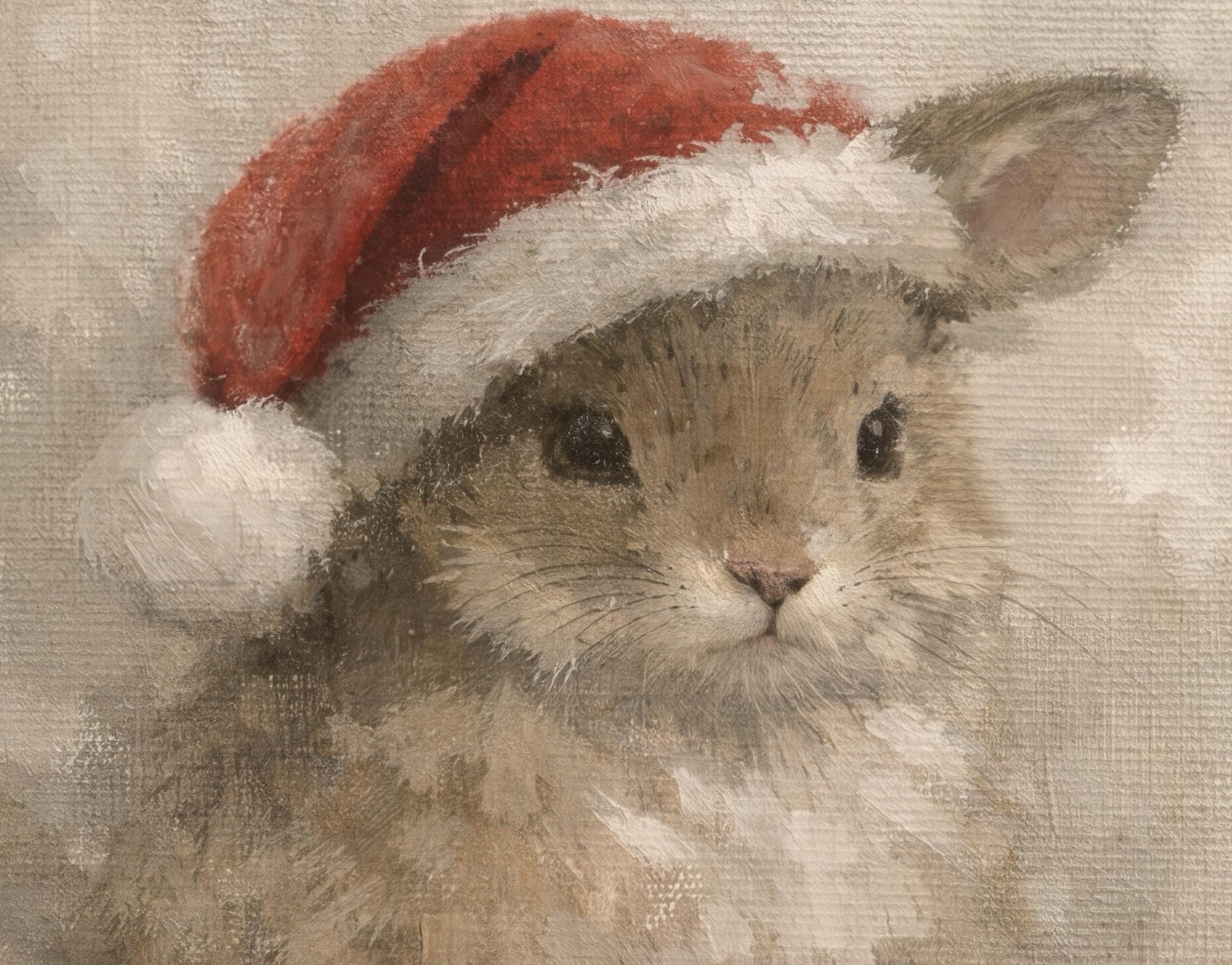 Christmas Bunny Art Print | Santa Hat Rabbit Shelf Decor (Digital Download) — image 5