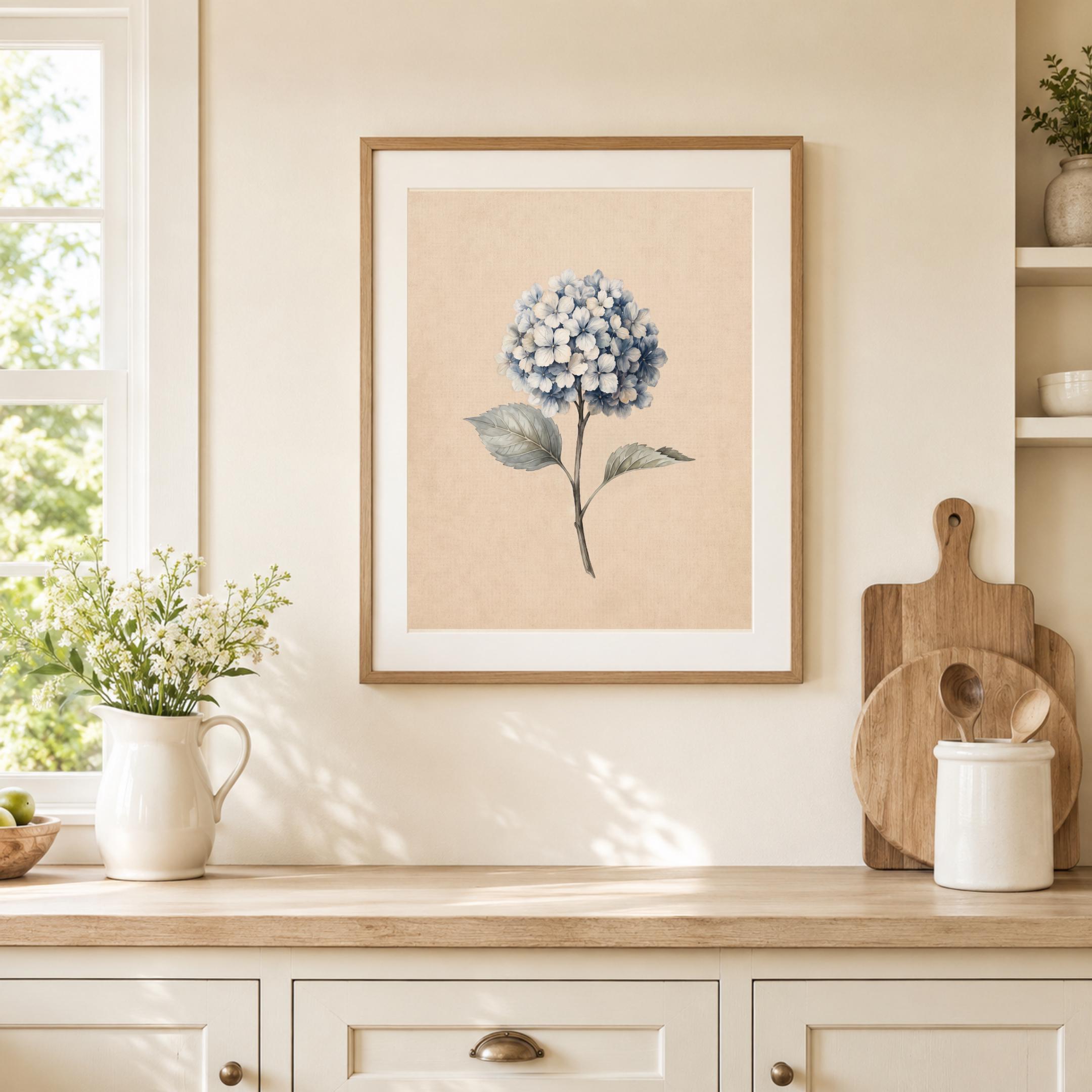 White Blue Hydrangea Wall Art | Vintage Winter Botanical Floral Print | Cottage Decor Digital Download — image 6