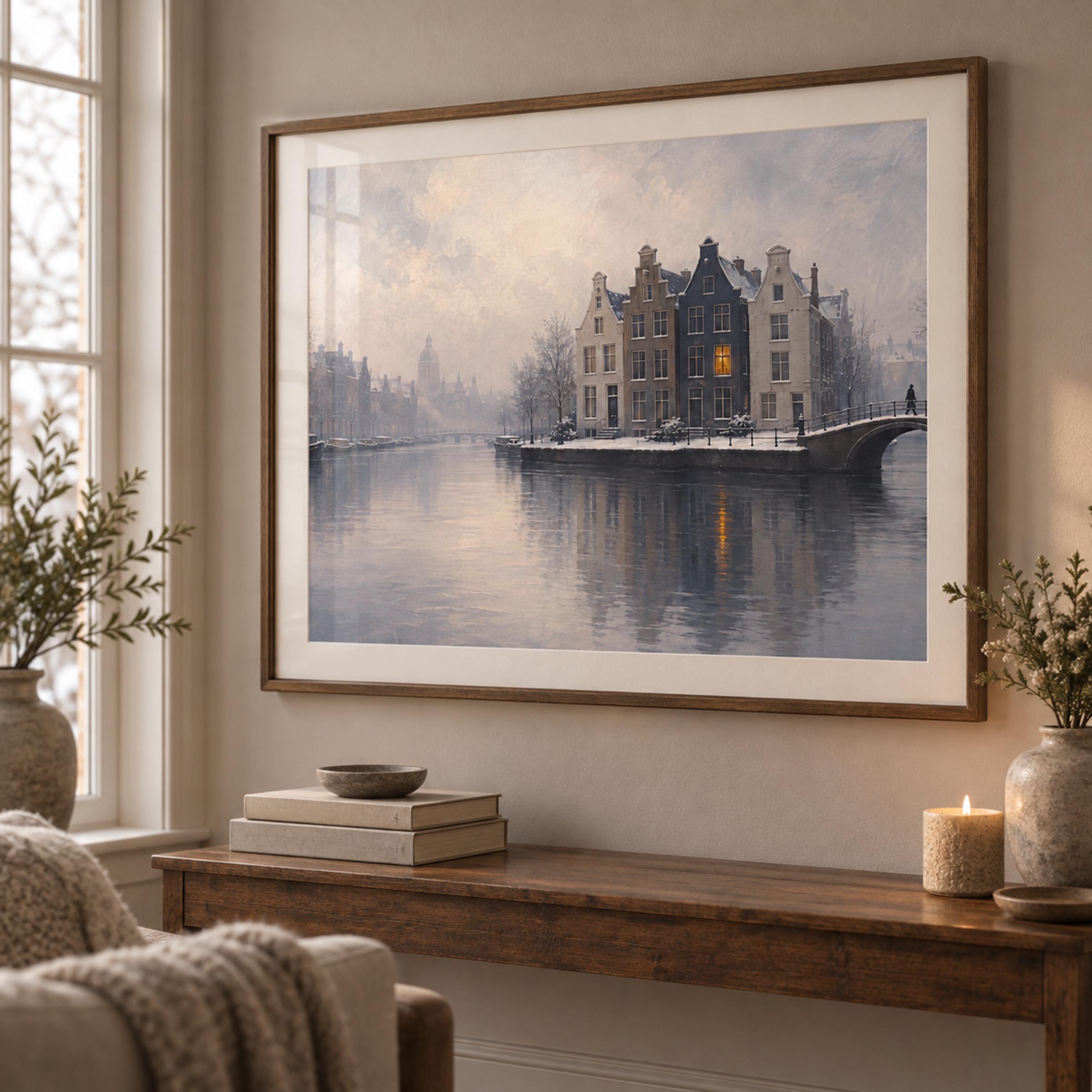 Snow along an Amsterdam-Inspired Canal — image 3