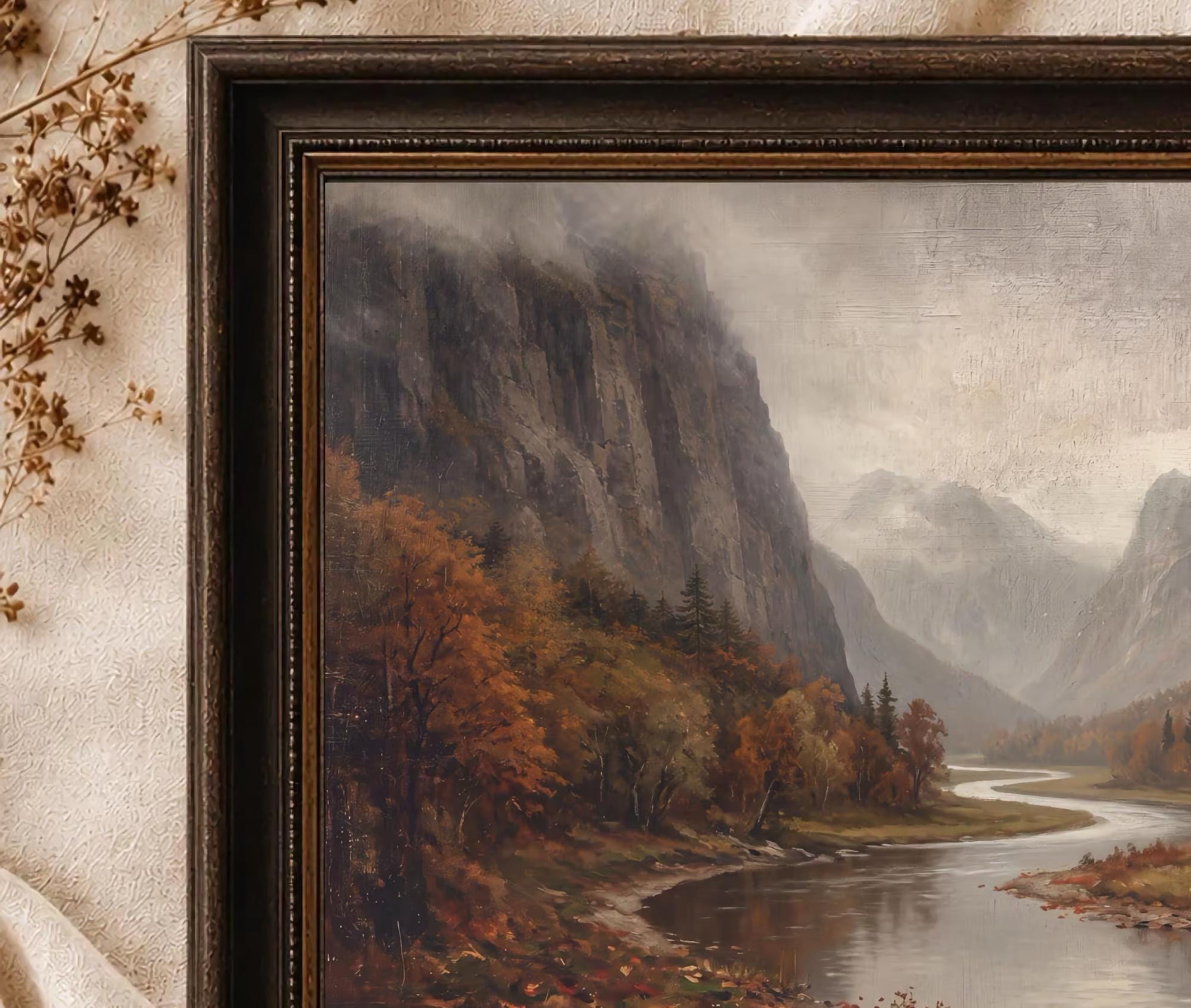 Autumn Mountain Printable Wall Art, Moody River Valley Landscape, Rustic Decor Digital Download — image 2