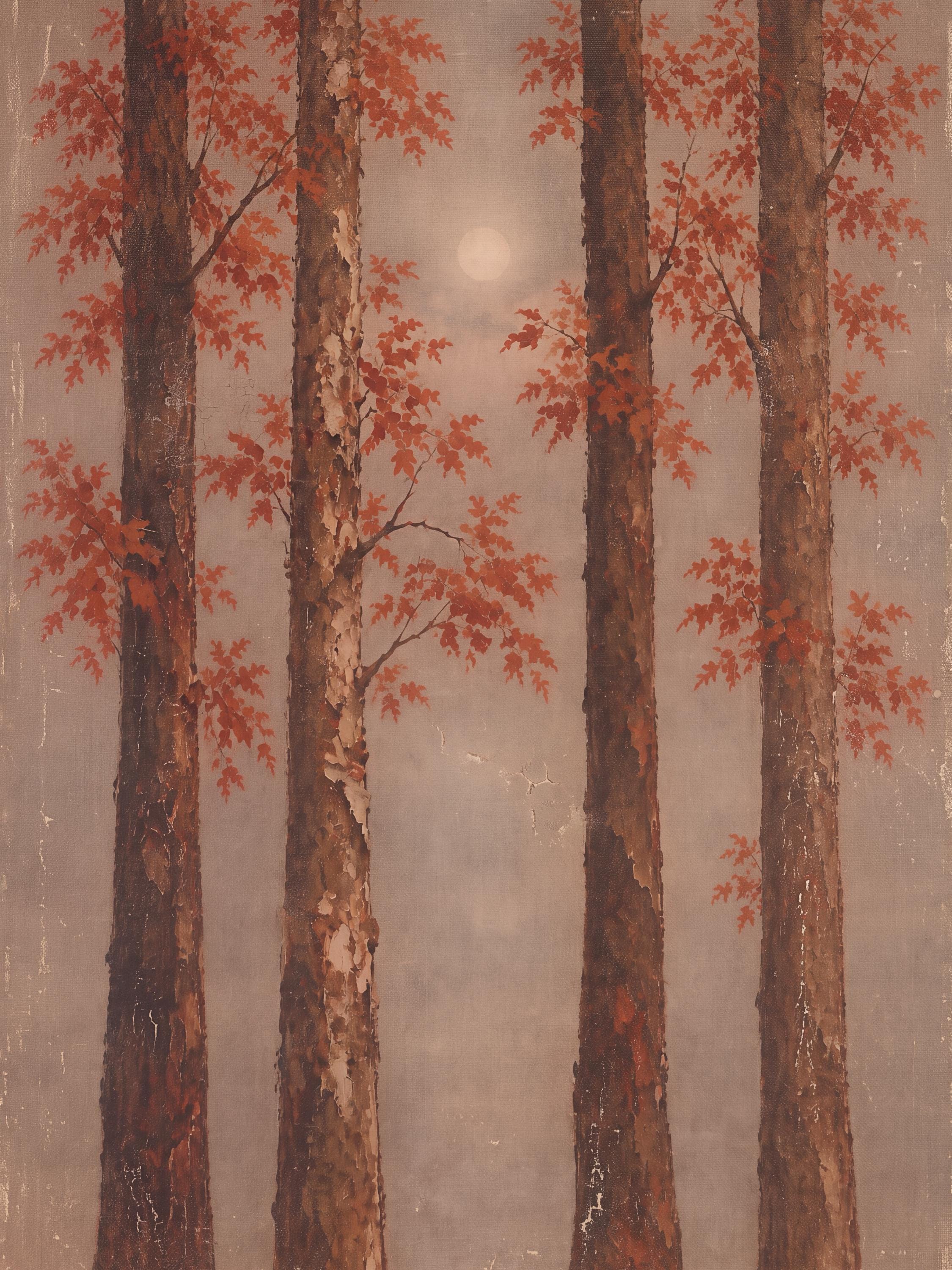 Autumn Forest Moon Printable Wall Art, Moody Fall Trees, Cottagecore Decor Digital Download — image 2