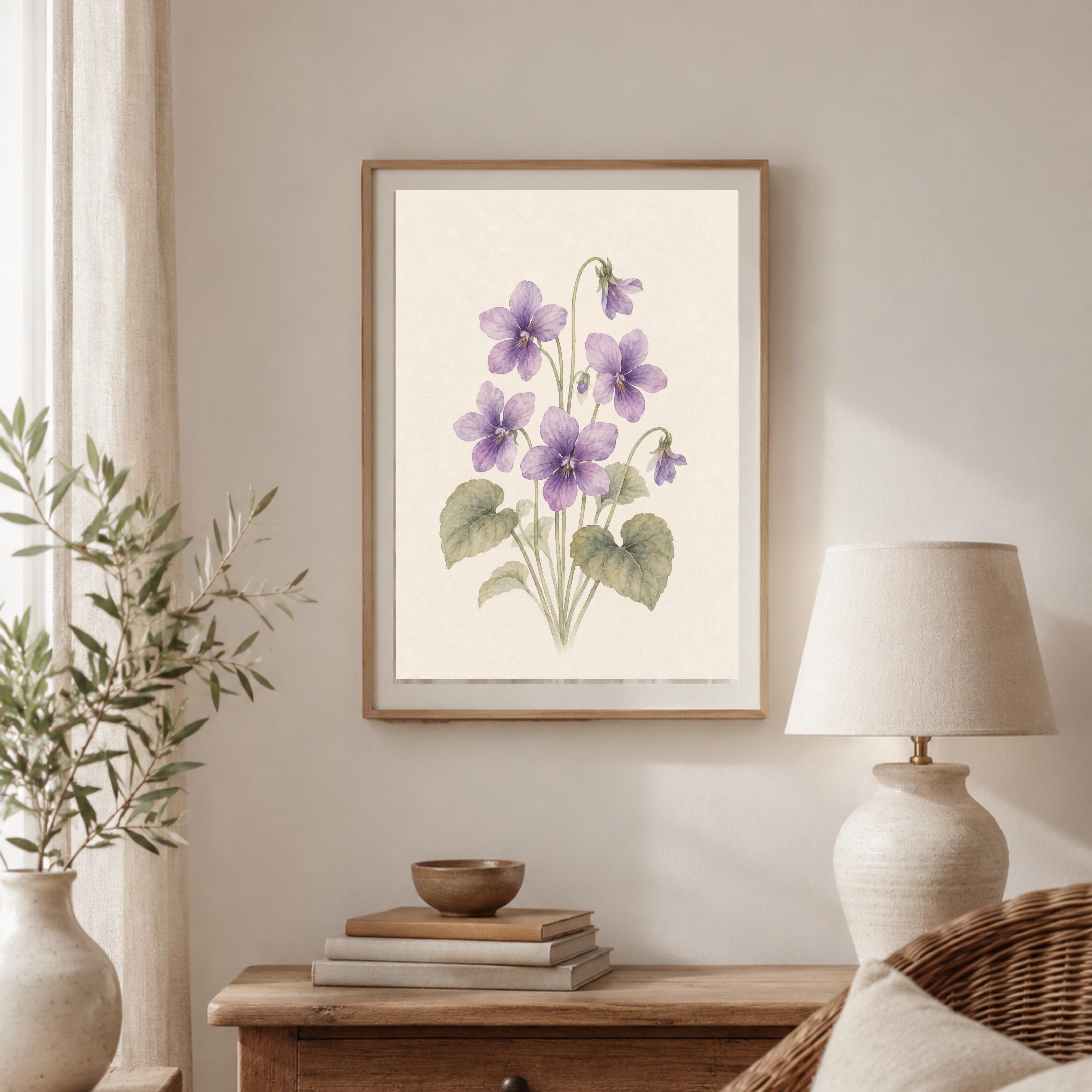 February Birth Flower Print | Violet Printable Wall Art | Purple Botanical Gift Decor Digital Download — image 7