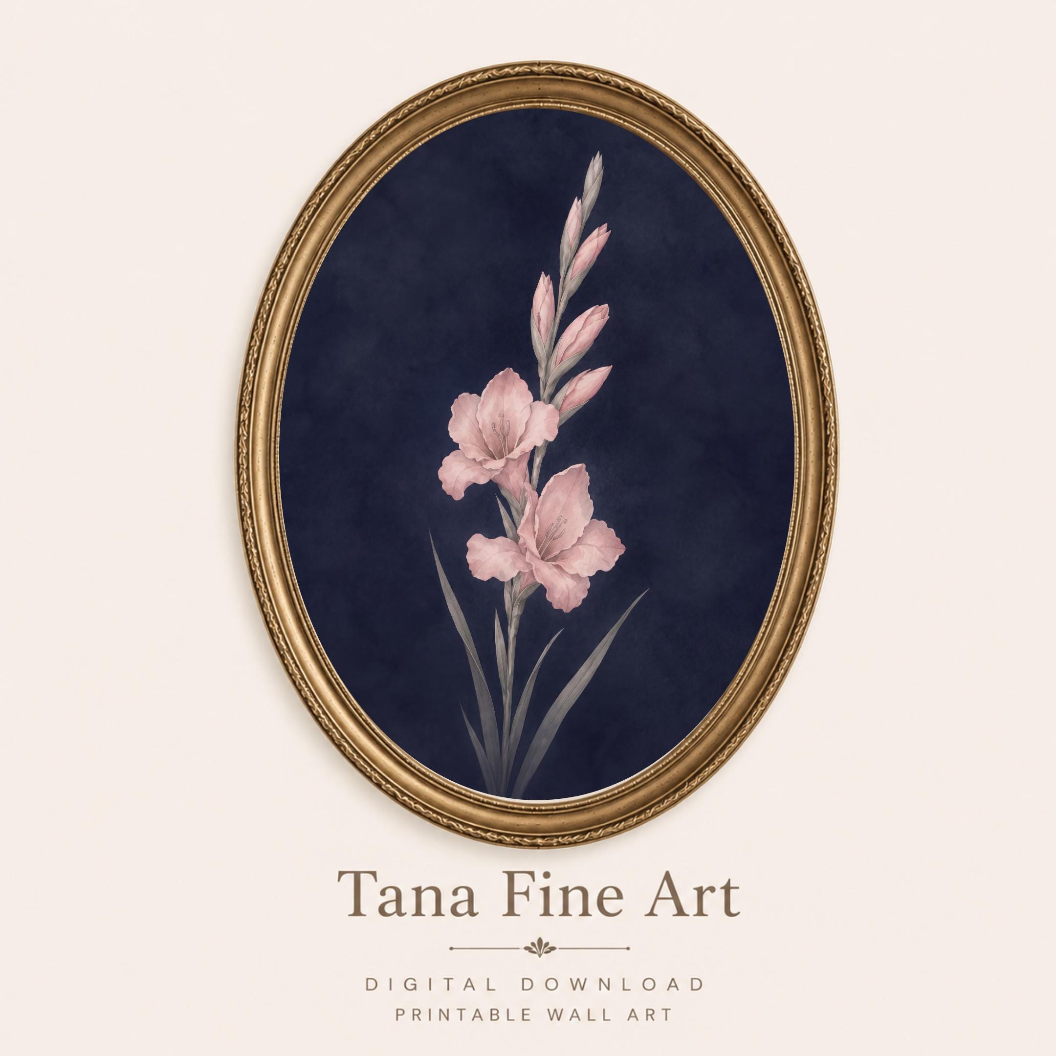 Moody August Birth Flower Print | Gladiolus Wall Art | Dark Botanical Digital Download — image 7