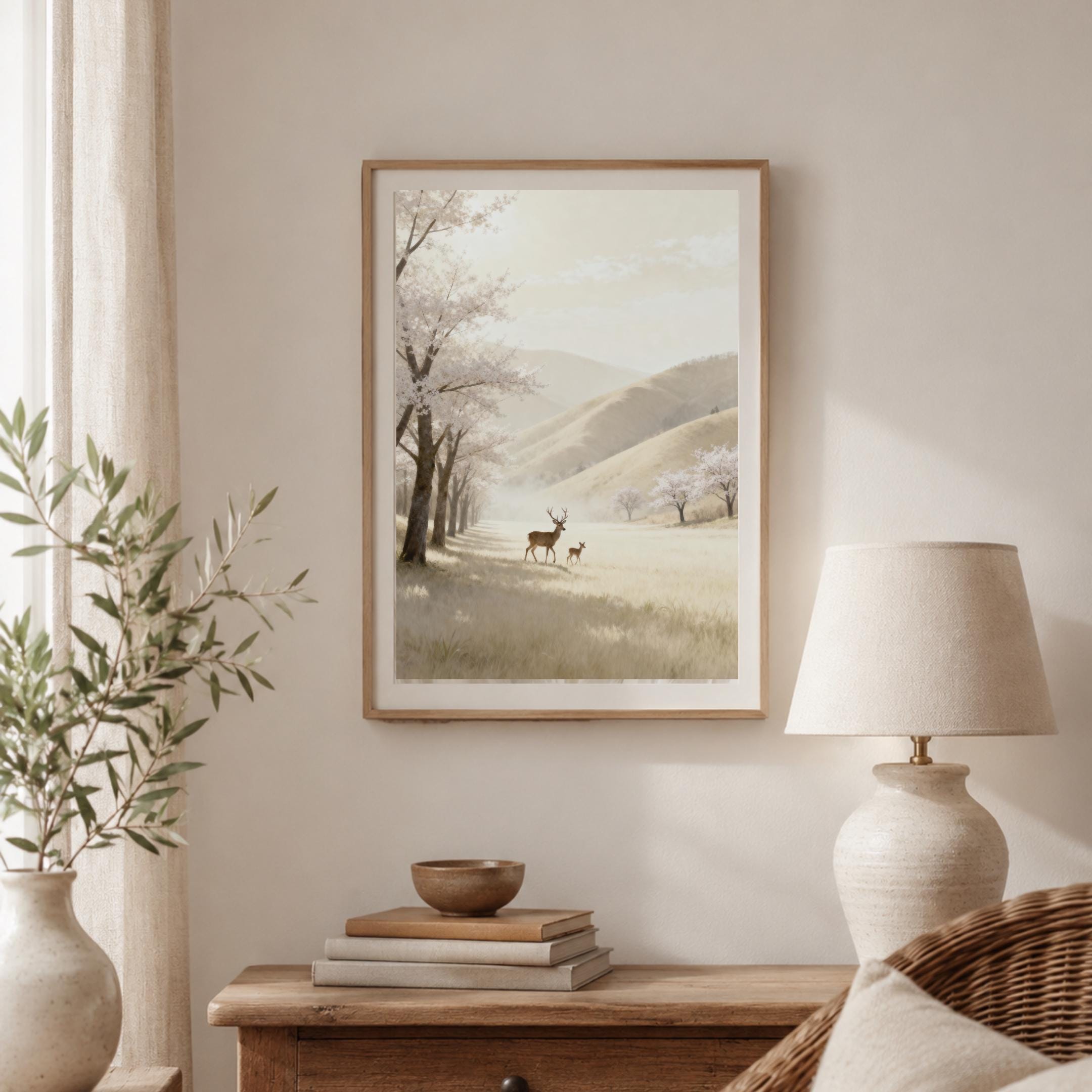 Neutral Whitetail Deer Wall Art Printable | Minimalist Wildlife Wall Decor (Digital Download) — image 3