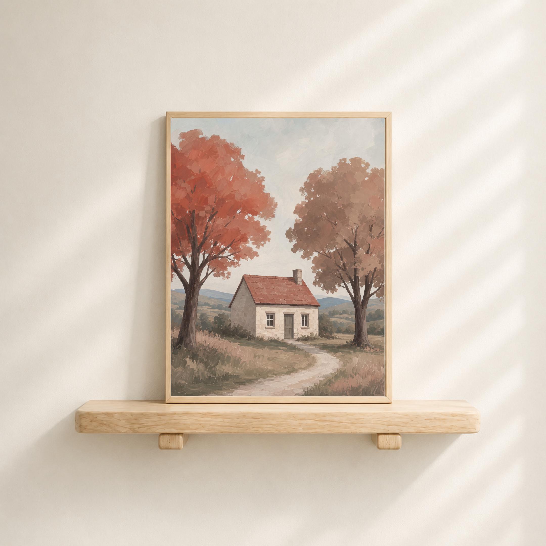 Fall Cottage Wall Art | Autumn House Landscape Print | Printable Digital Download Decor — image 6