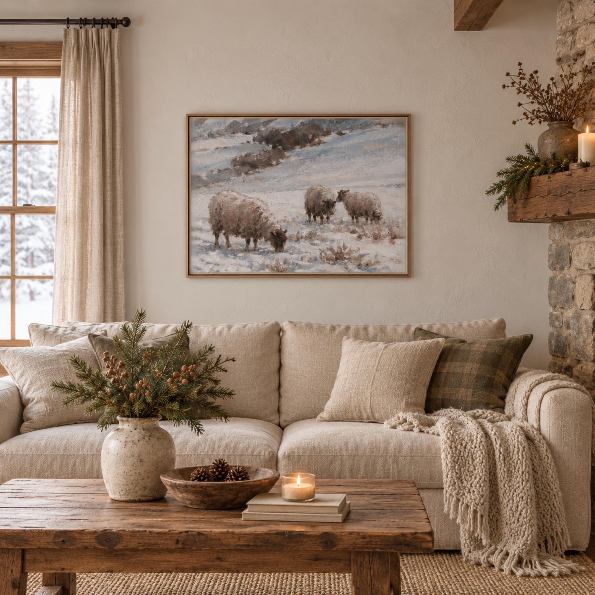 Three Sheep in the Winter Field — image 3