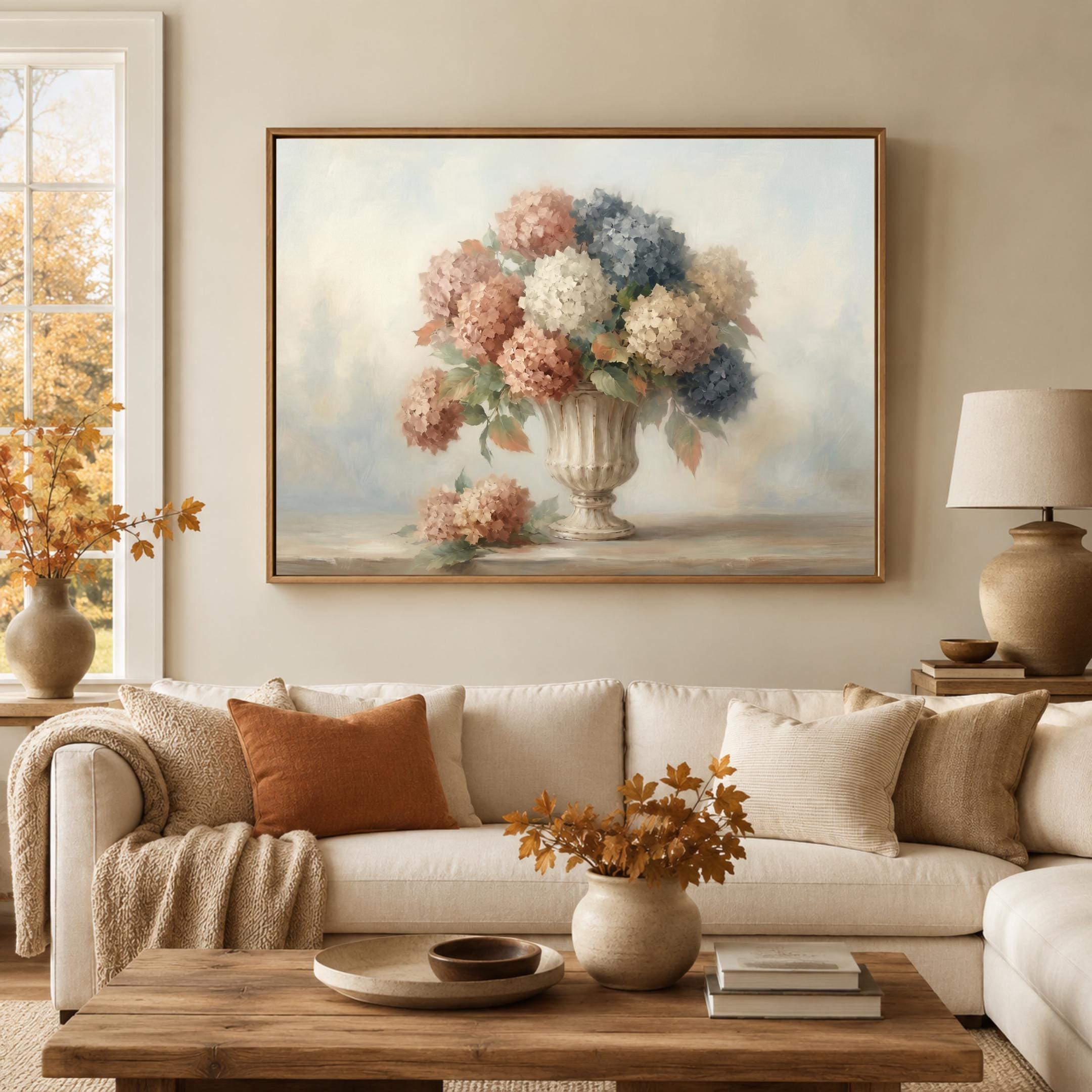 Fall Hydrangea Wall Art, Neutral Floral Prints, French Urn Cottage Decor (Digital Download) — image 8