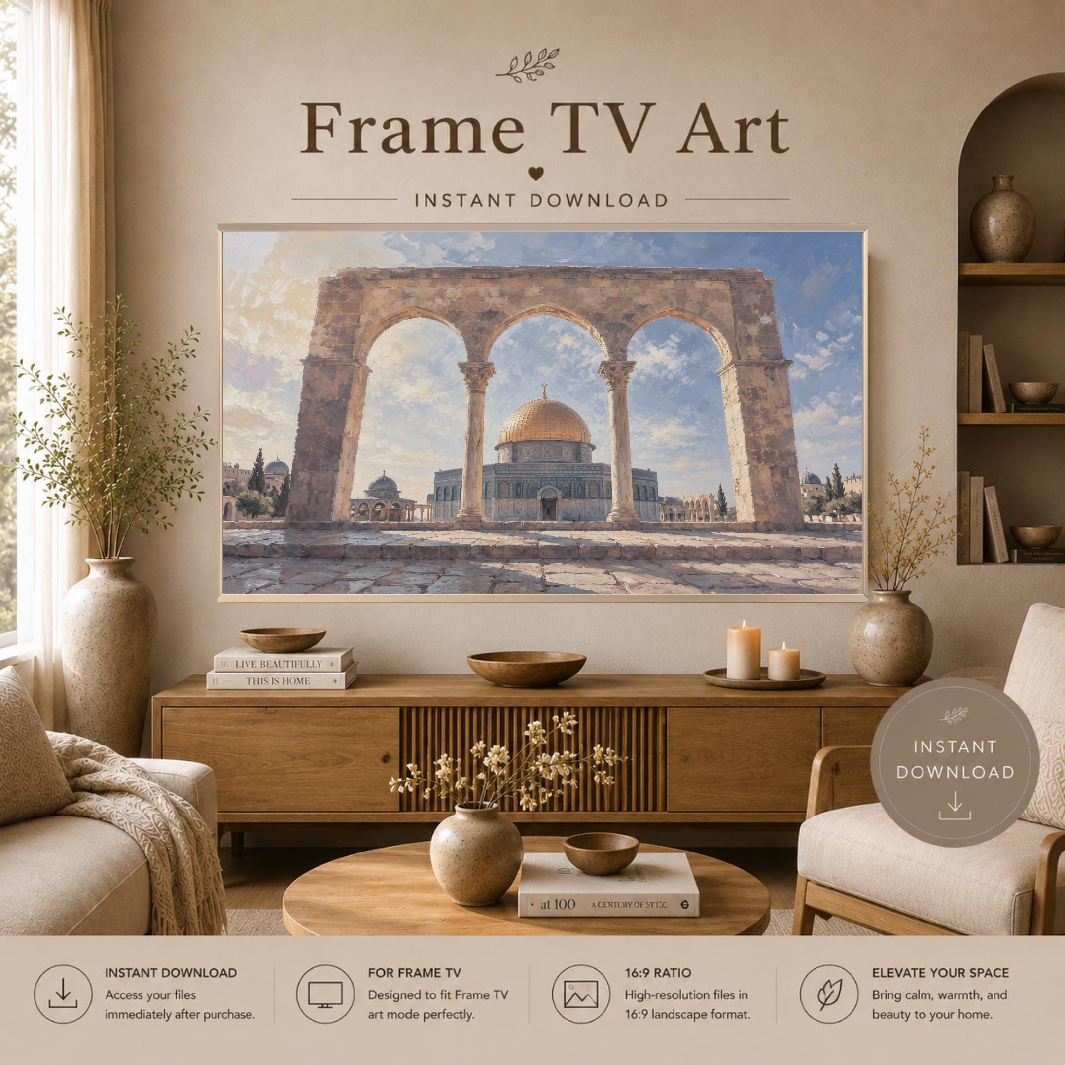 Dome of the Rock Islamic Frame TV Art Jerusalem 4K Digital Download Display Artwork — image 3