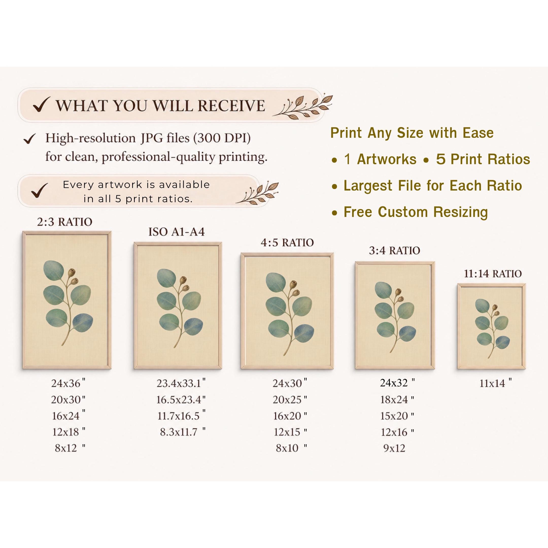 Eucalyptus Wall Art | Botanical Leaf Print | Vintage Greenery Digital Download — image 10