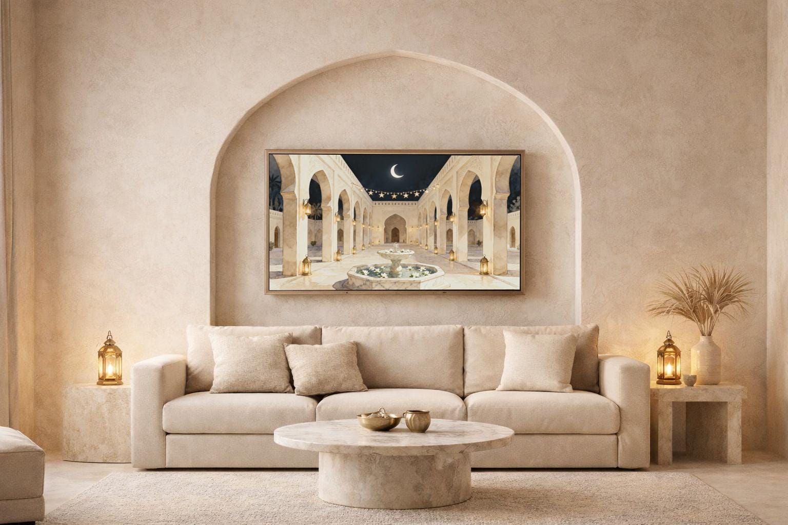 Islamic Courtyard Night Frame TV Art | Crescent Moon Lantern Glow (Digital Download) — image 4