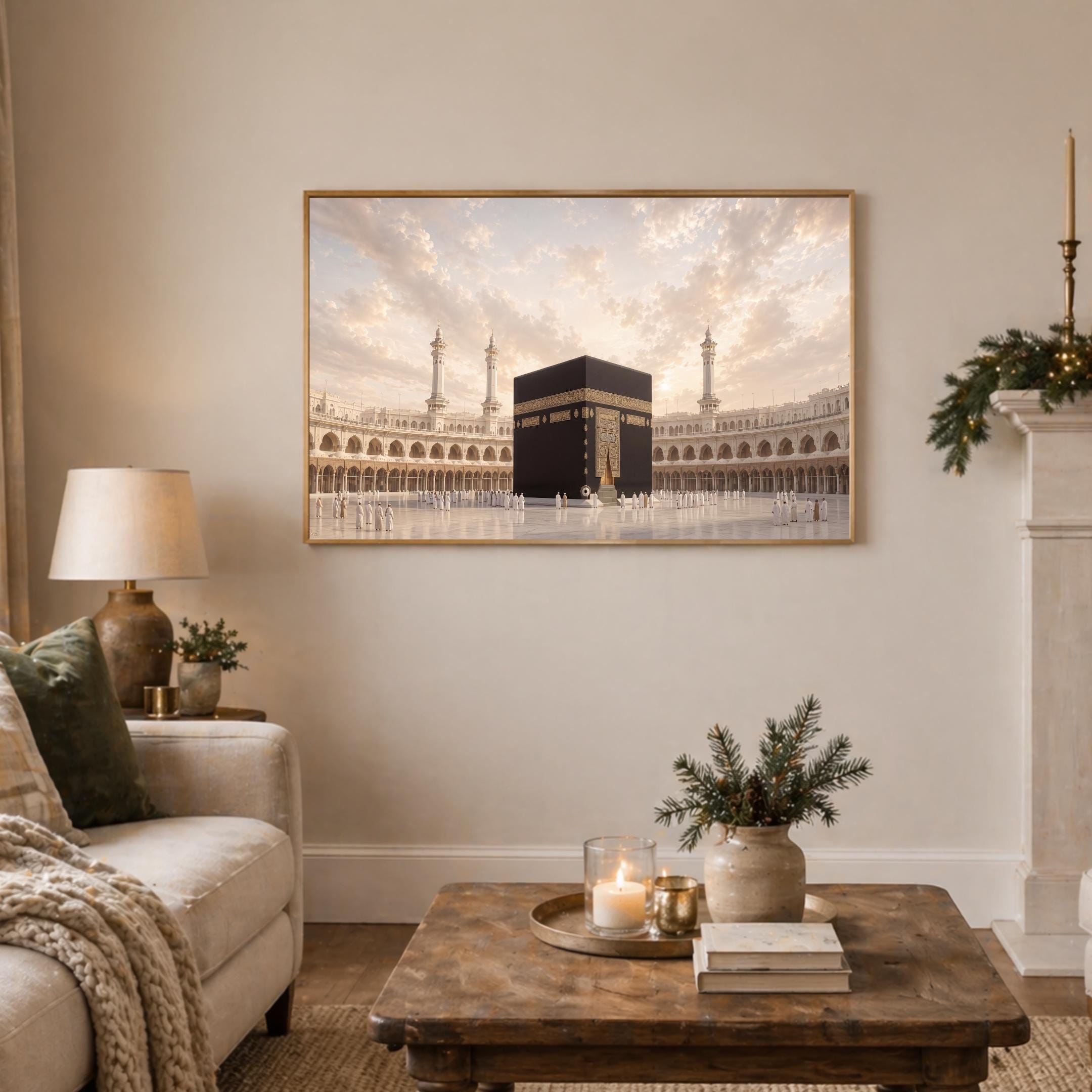 Neutral Kaaba Frame TV Art, Islamic Hajj Digital Download, Samsung Art Mode — image 2