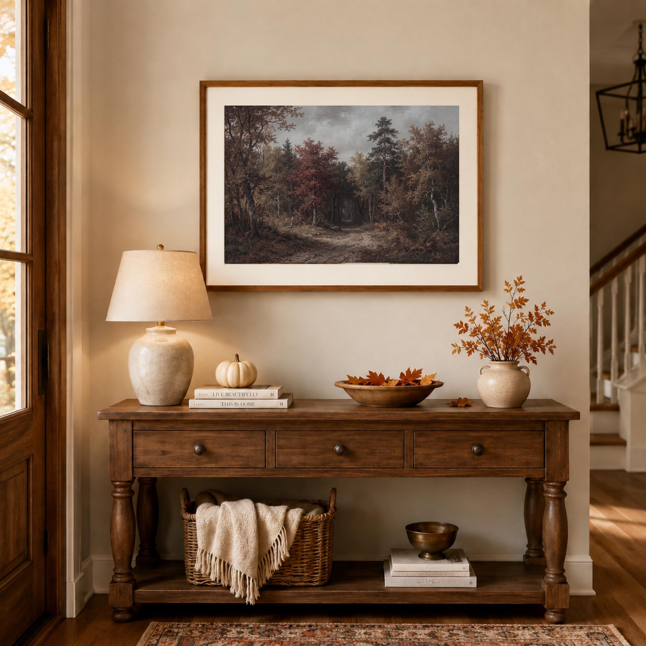 Moody Fall Forest Print Wall Art, Dark Enchanted Forest Path (Digital Download) — image 4