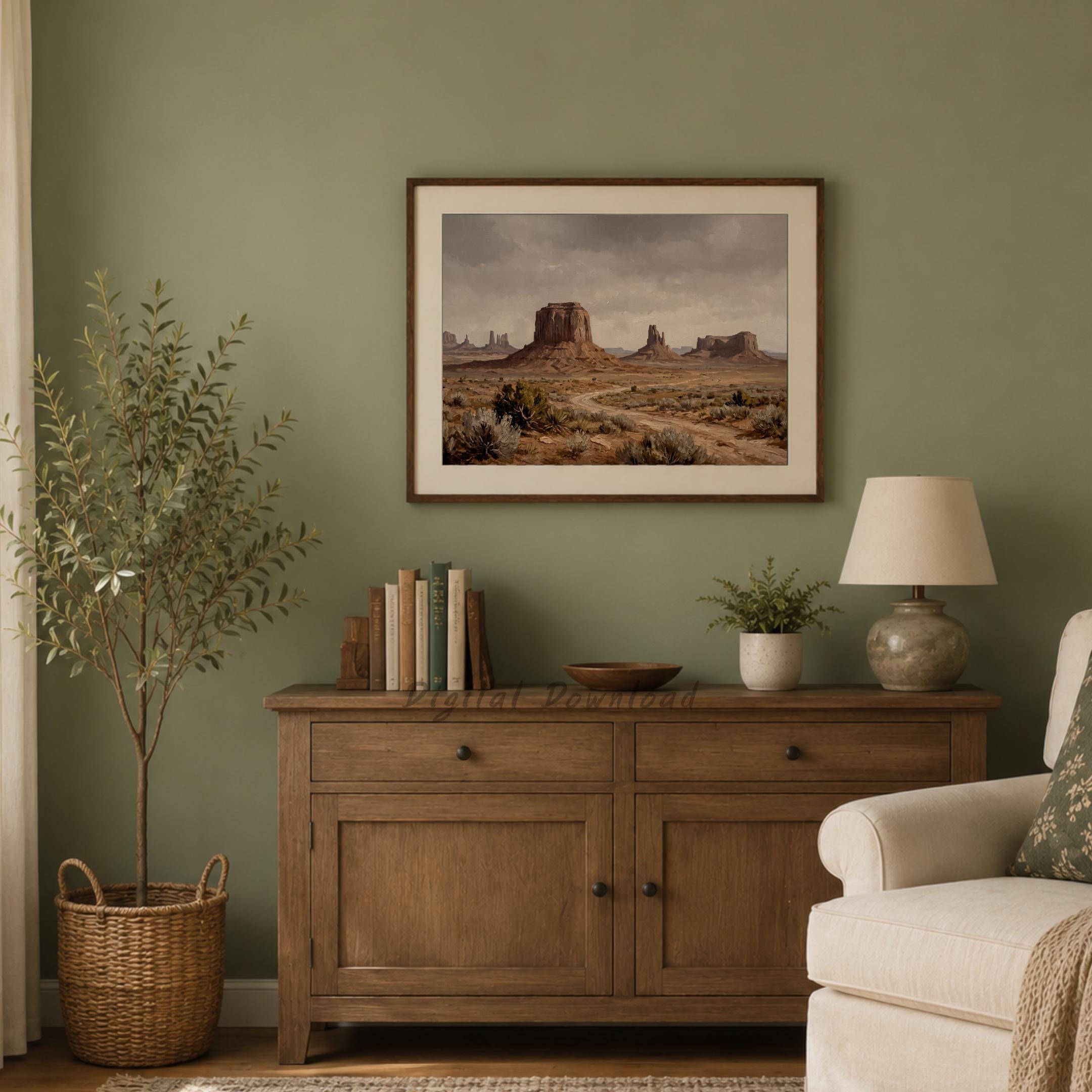 Desert Landscape Wall Art | Monument Valley Inspired | Moody Western Landscape | Vintage Southwest | Digital Download — image 9