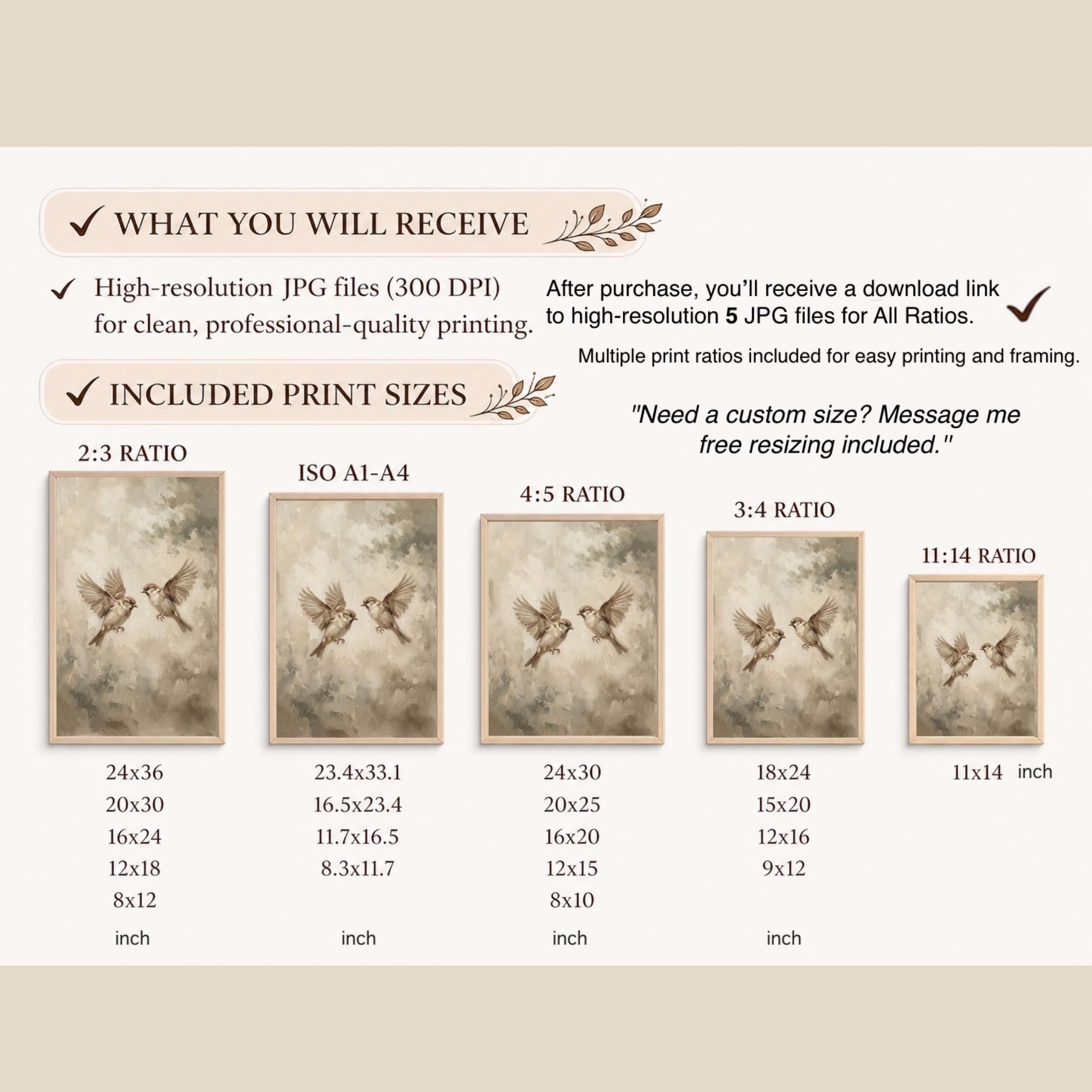 Winter Bird Wall Art Printable | Cozy Sparrows Snowy Branch (Digital Download) — image 4