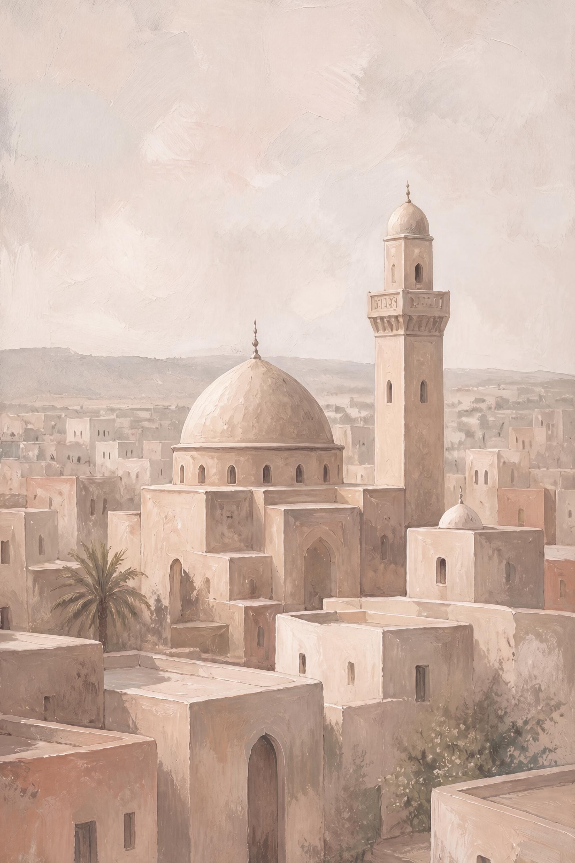 Pale Mosque above the Desert Rooftops — image 2