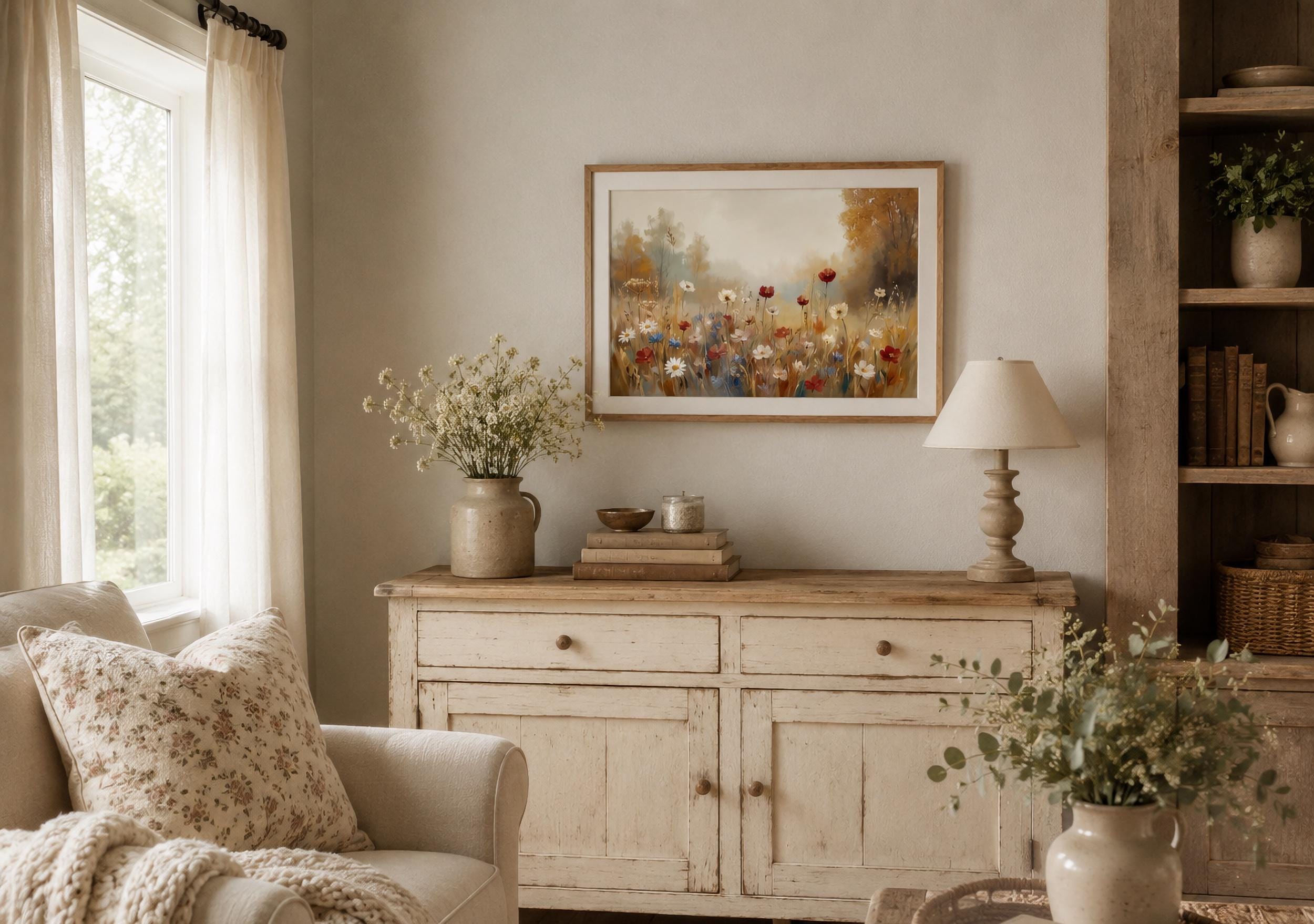 Fall Wildflower Meadow Wall Art, Autumn Floral Landscape Print, Cottage Nature (Digital Download) — image 6