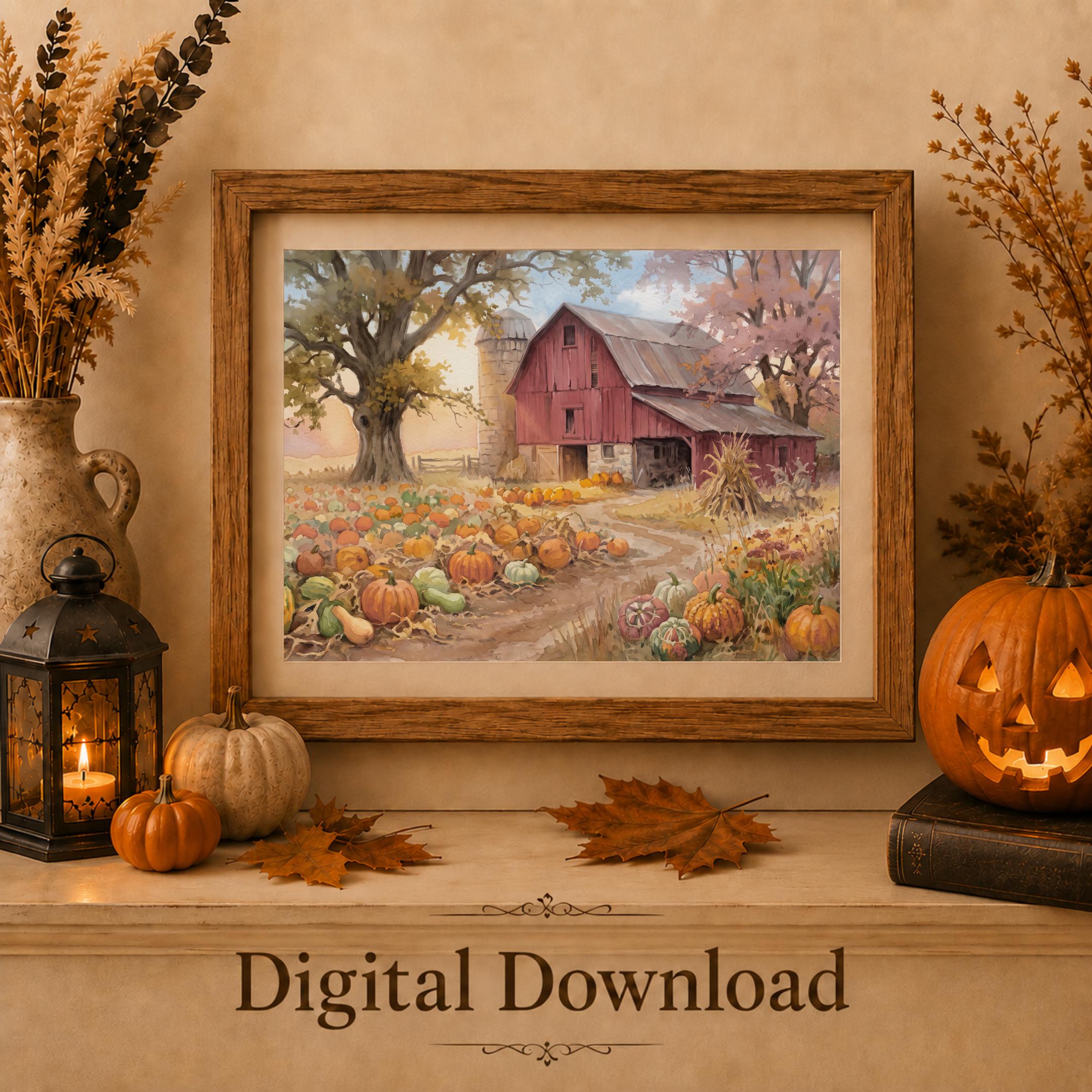 Red Barn Printable Wall Art | Pumpkin Patch Farmhouse Print | Fall Digital Download Decor — image 5