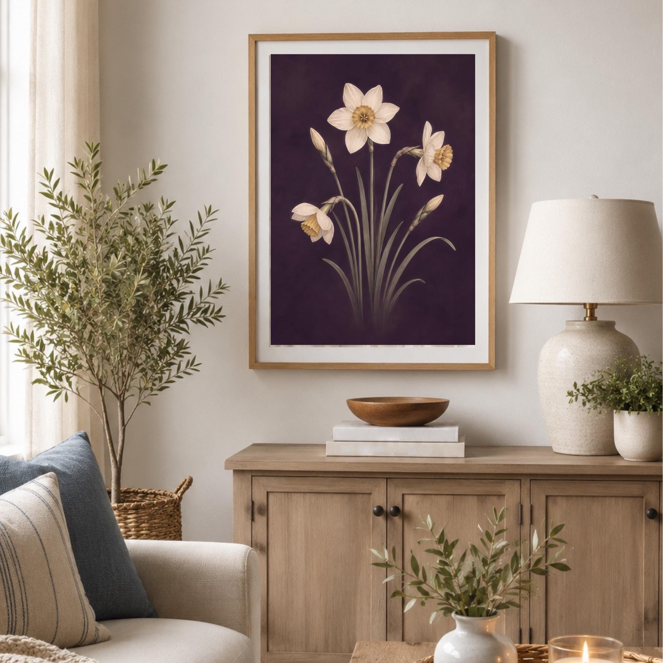 Moody December Birth Flower Print | Narcissus Wall Art | Dark Botanical Digital Download — image 5