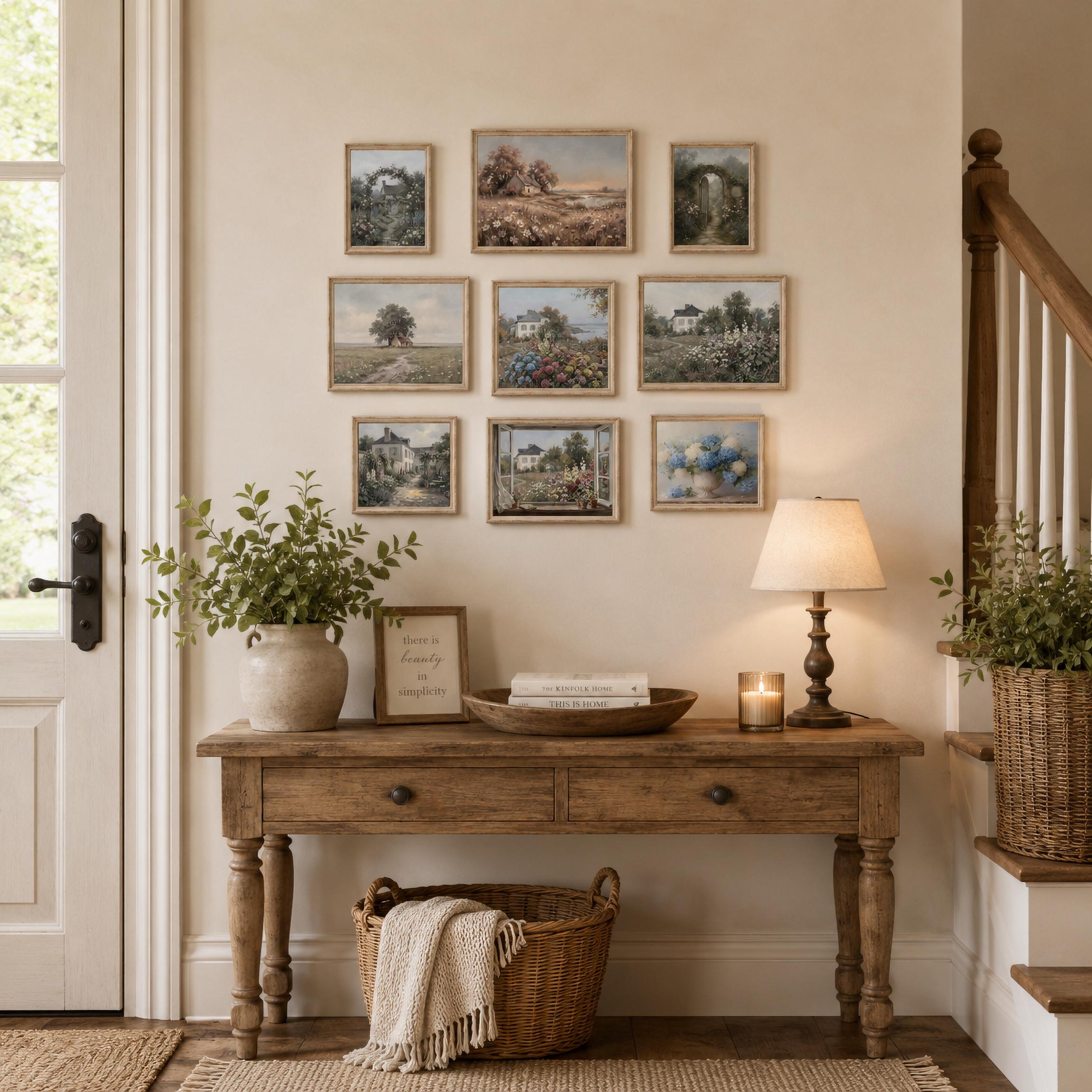 Vintage Cottage Gallery Wall Art Set 9, Floral Landscape Printable Decor Prints Digital Download — image 7