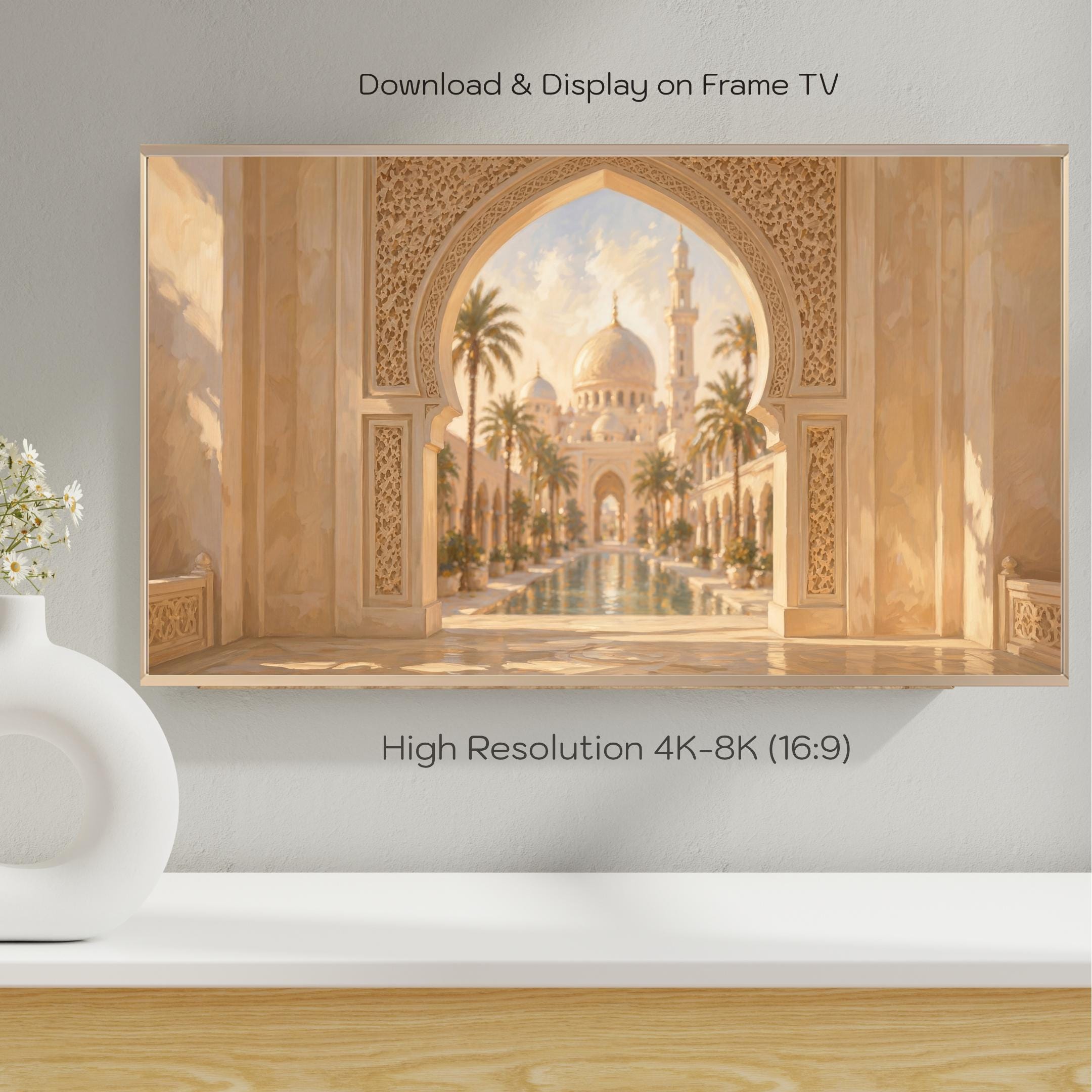 Islamic Frame TV Art | Neutral Courtyard Arch | Mosque View 4K Art Mode Digital Download — image 5