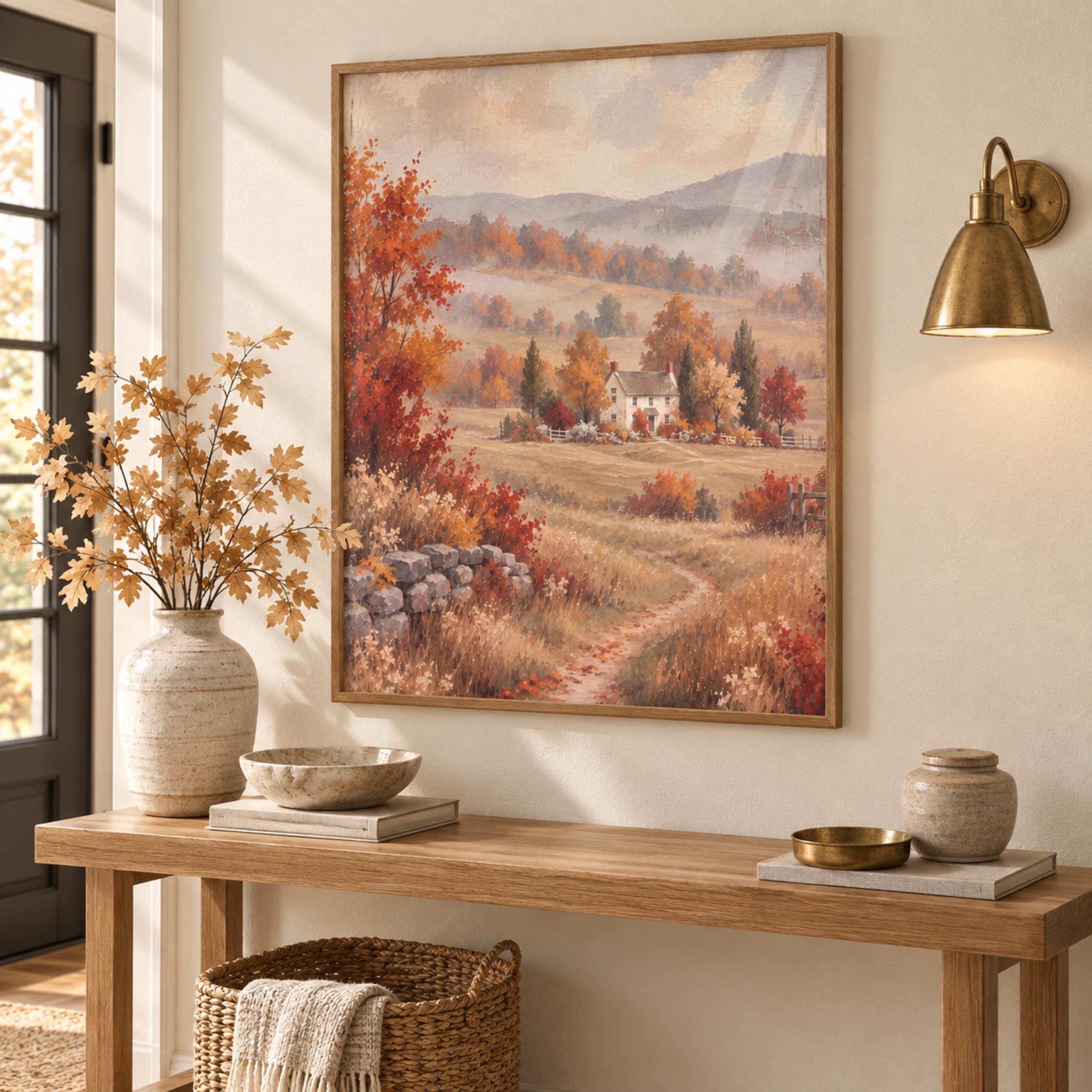 Autumn Cottage Printable Wall Art, Cozy Countryside Landscape, Cottagecore Fall Decor Digital Download — image 2