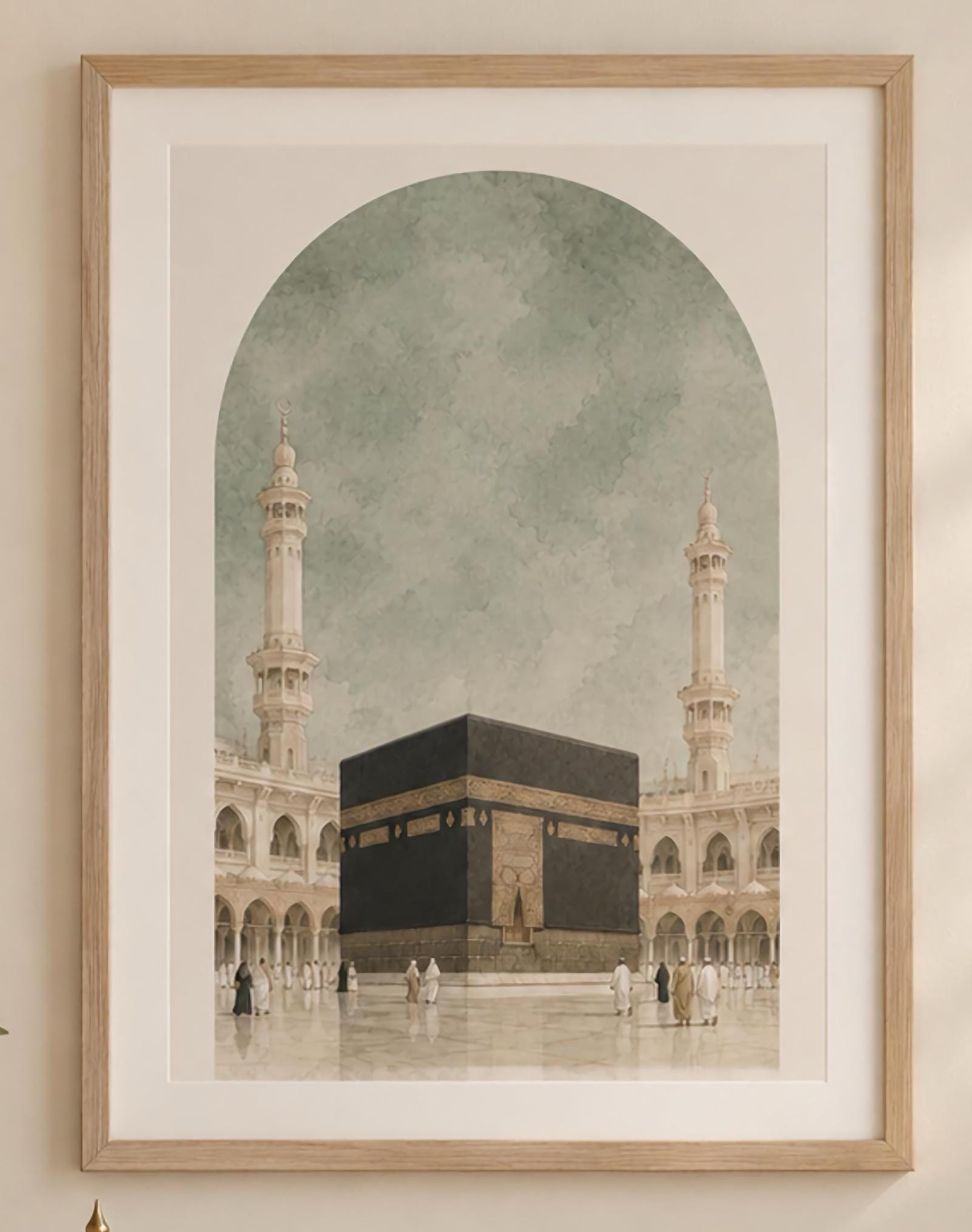 The Kaaba under a Quiet Green Arch — image 2