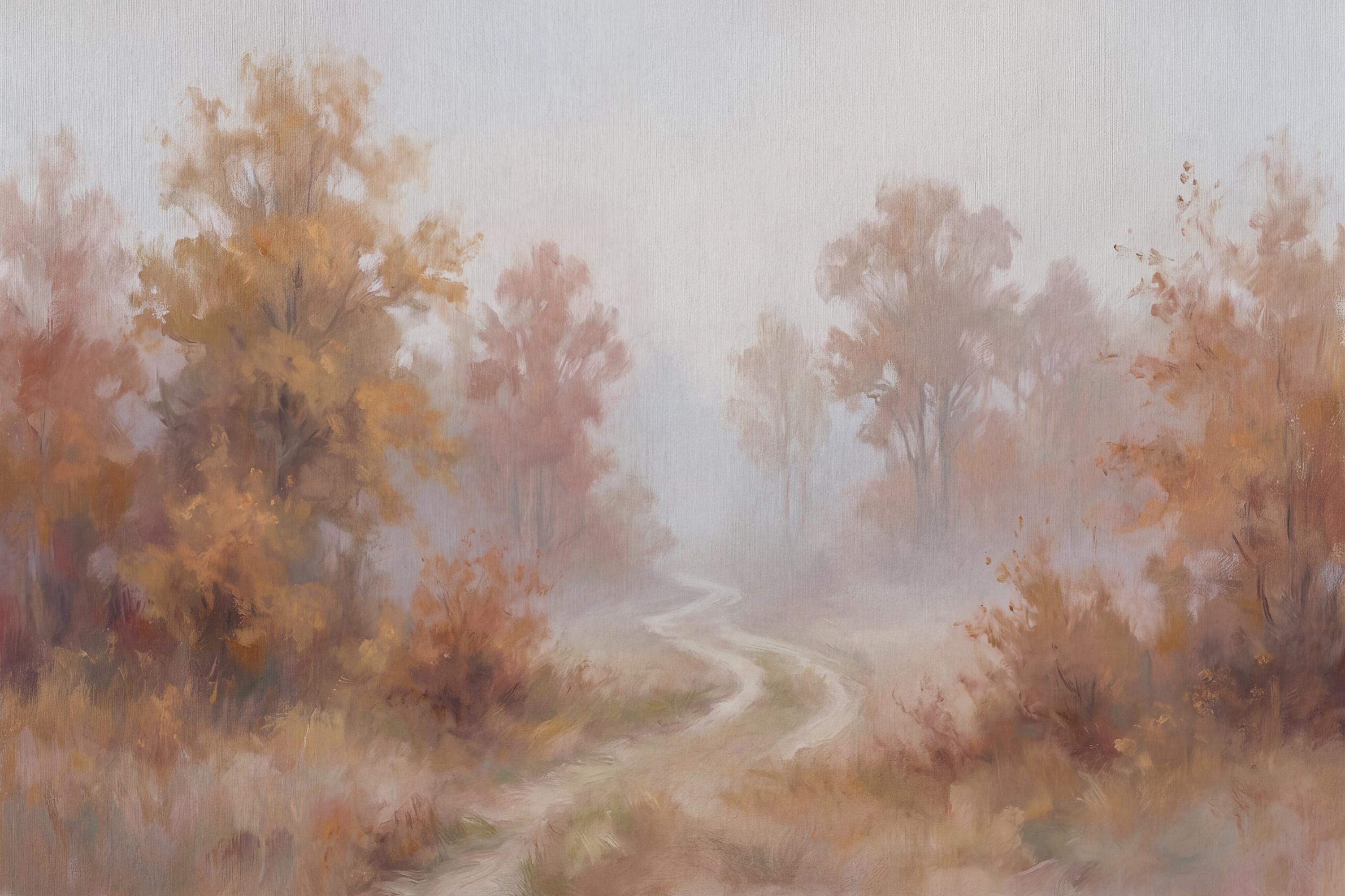 Misty Autumn Path Print, Soft Fall Landscape Wall Art, Rustic Fall Decor (Digital Download) — image 2