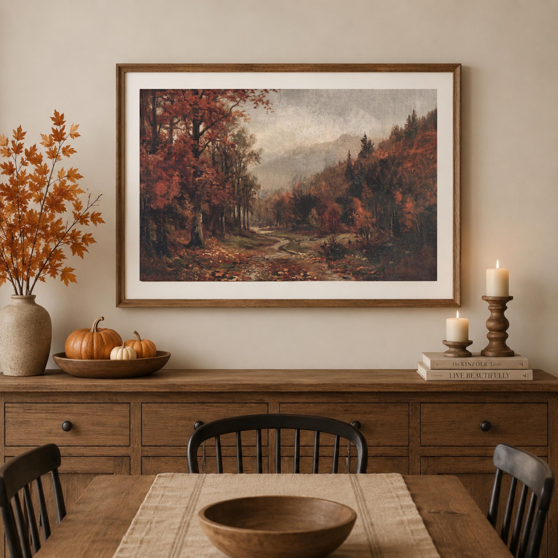 Dark Fall Forest Wall Art, Moody Forest Print, Enchanted Autumn Woodland Decor (Digital Download) — image 9